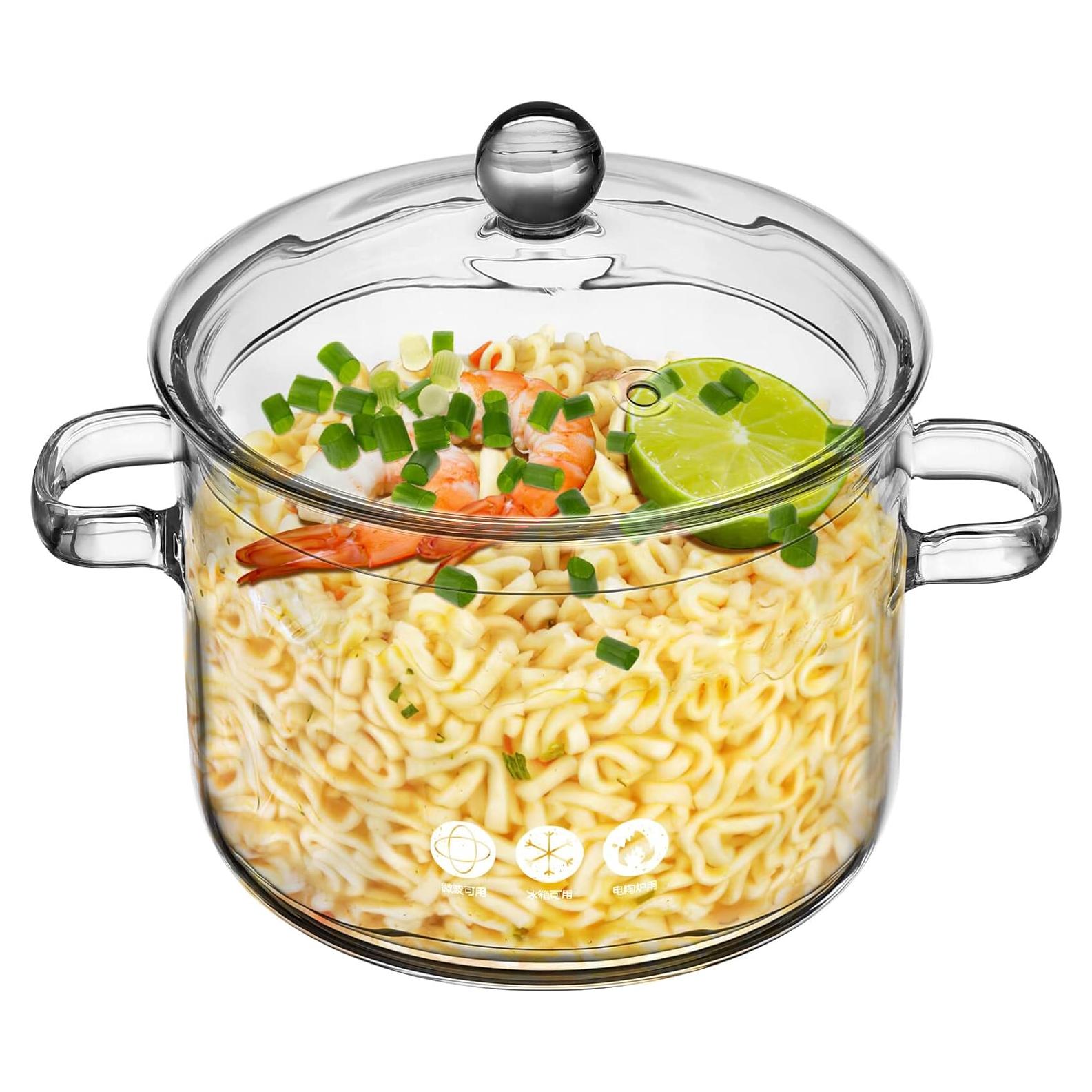 Olla de vidrio Angoily 1.89L apta para horno y estufa