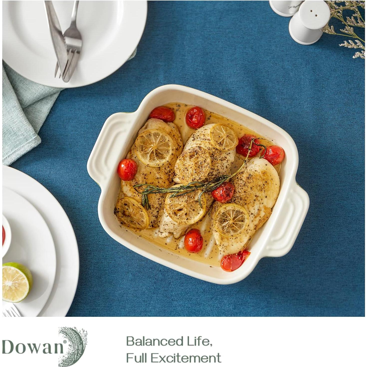 Plato para hornear DOWAN 1.5L cerámica verde con tapa