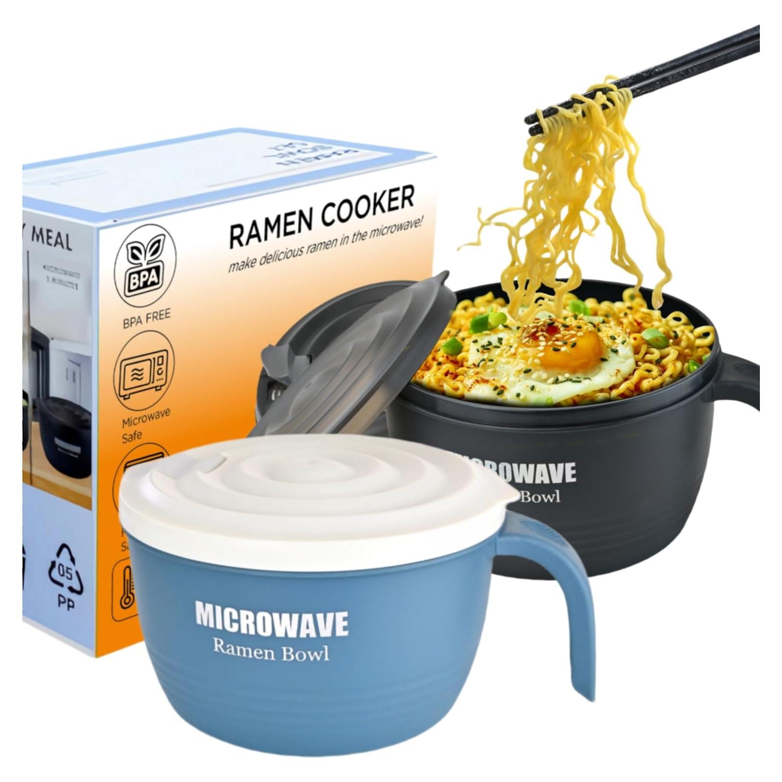 Set de 2 Tazones para Ramen Layron 1.27L Microondas Azul-Negro