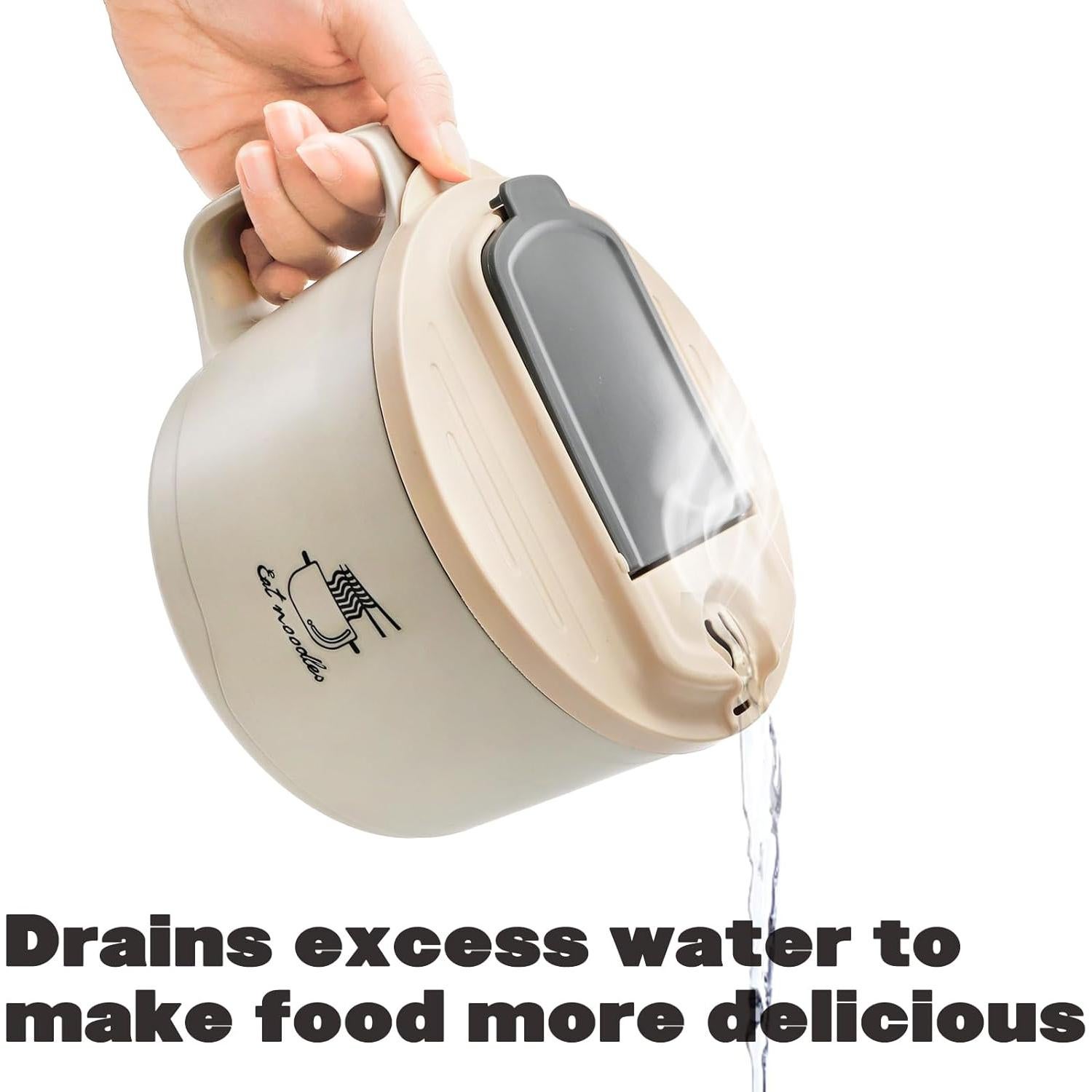 Yesland 2 Tazones de Ramen 1.1 L con Tapa y Mango para Microondas