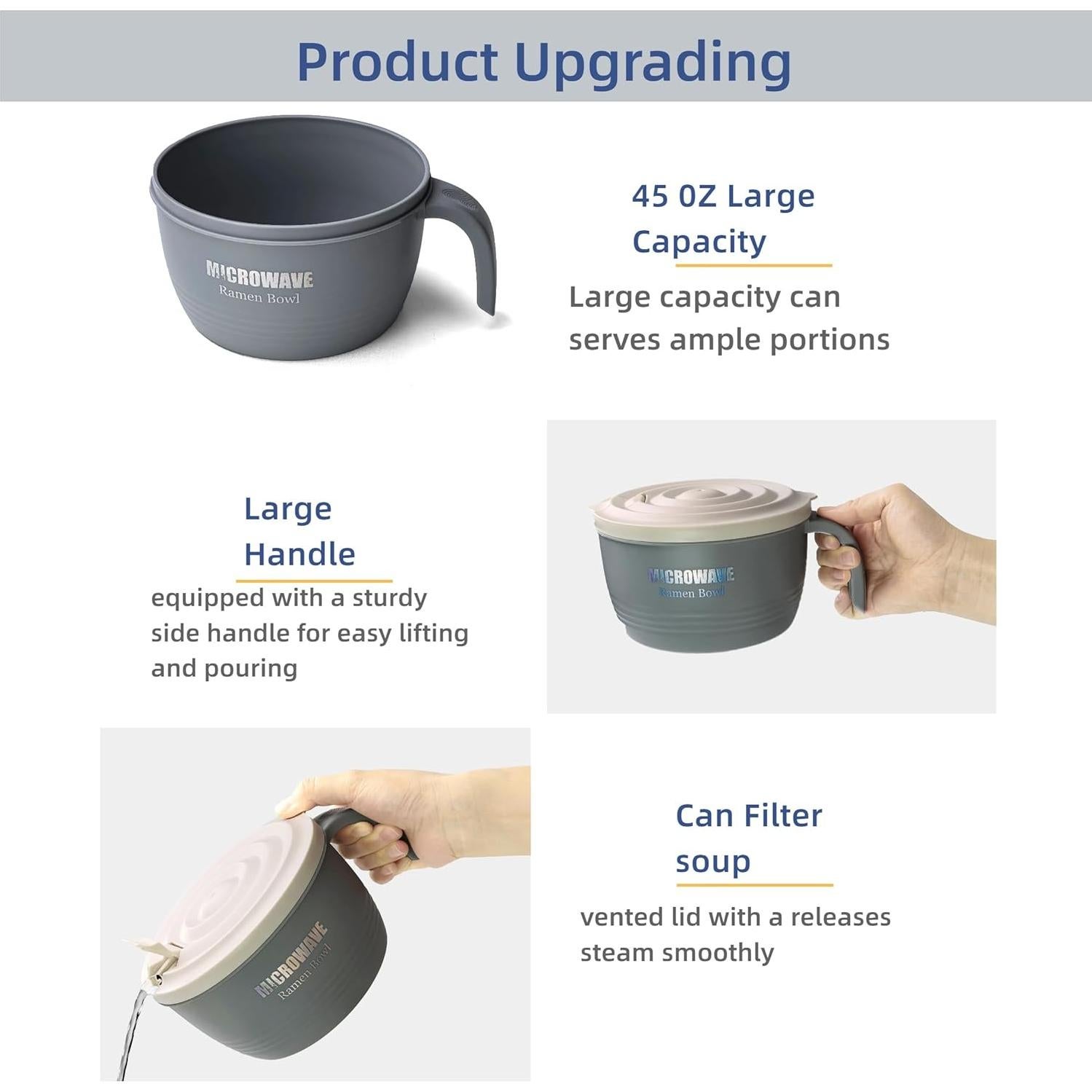 Tazón Cocinador de Ramen Layron 1.3L Libre de BPA y Apto Lavavajillas