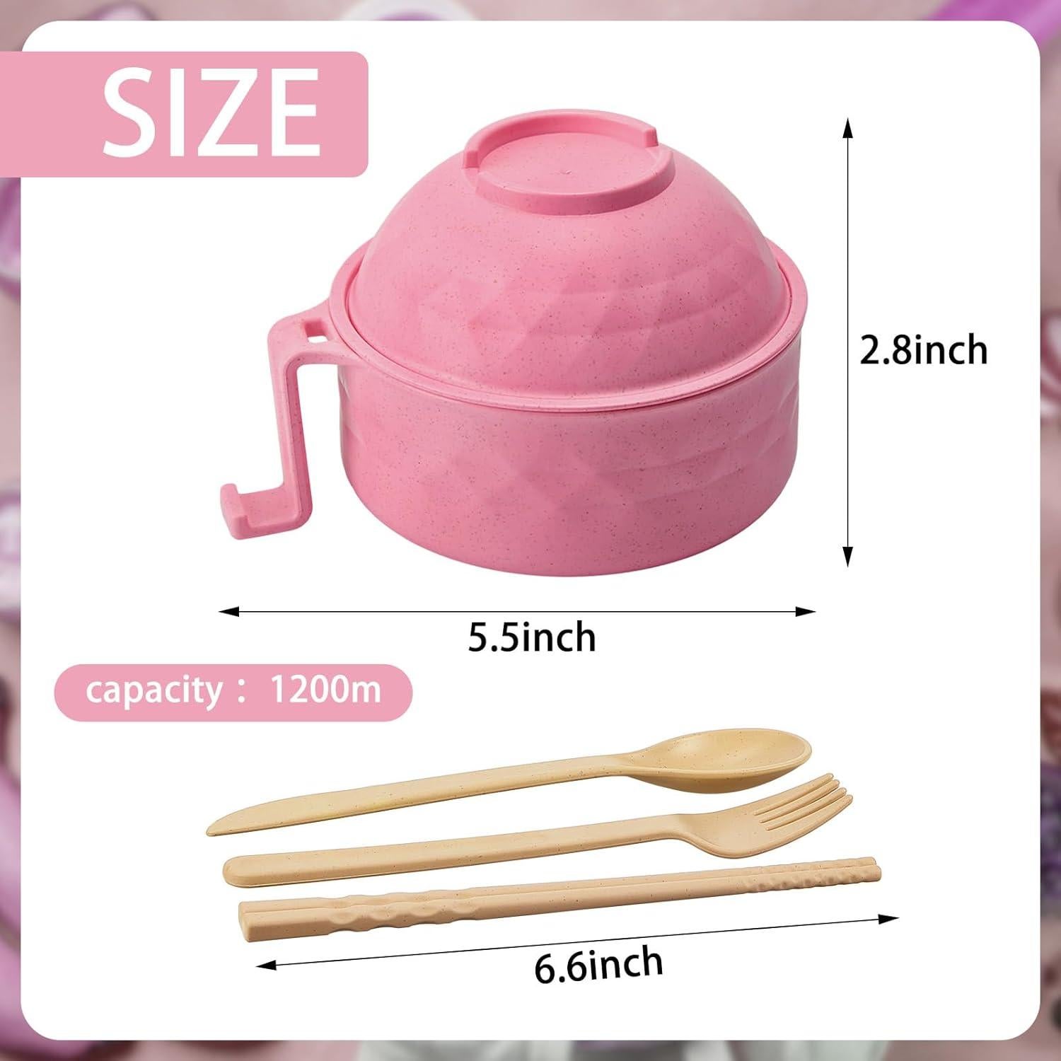 Set Cocinero de Ramen Microondas Romooa 33oz Rosa