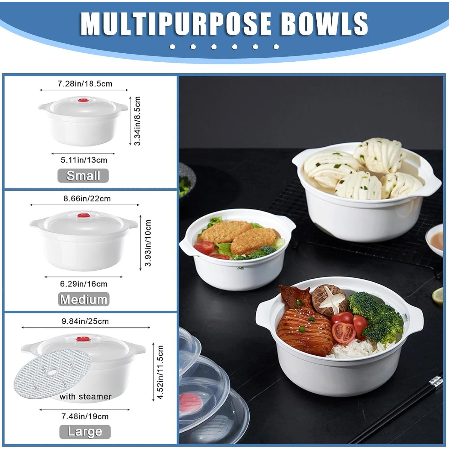 Bowl de Microondas Bersauji 0.82 kg con Tapa y Mango
