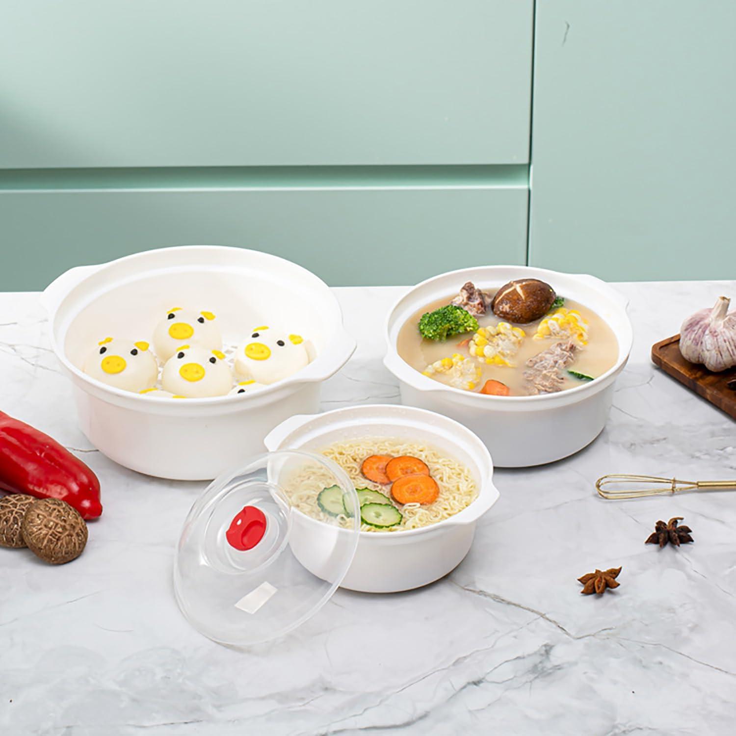 Juego de 2 Tazones de Microondas POYIPI 425g con Tapas