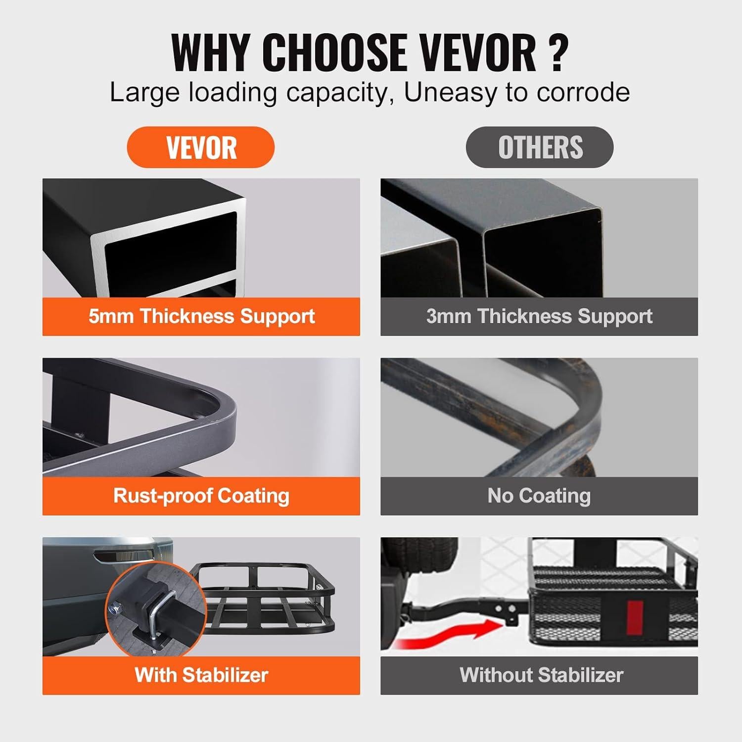 Transportador de Carga de Enganche VEVOR 135x48cm 227kg