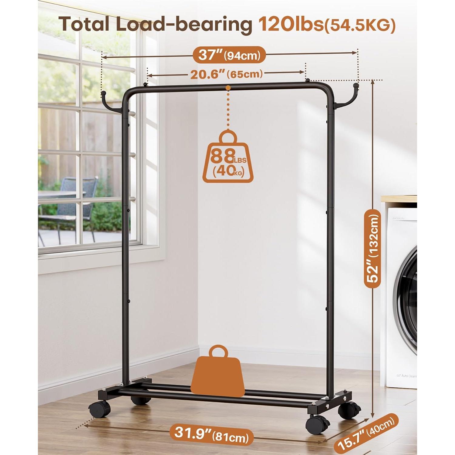 Perchero de Ropa Homde 81cm Alta Resistencia 54kg Negro