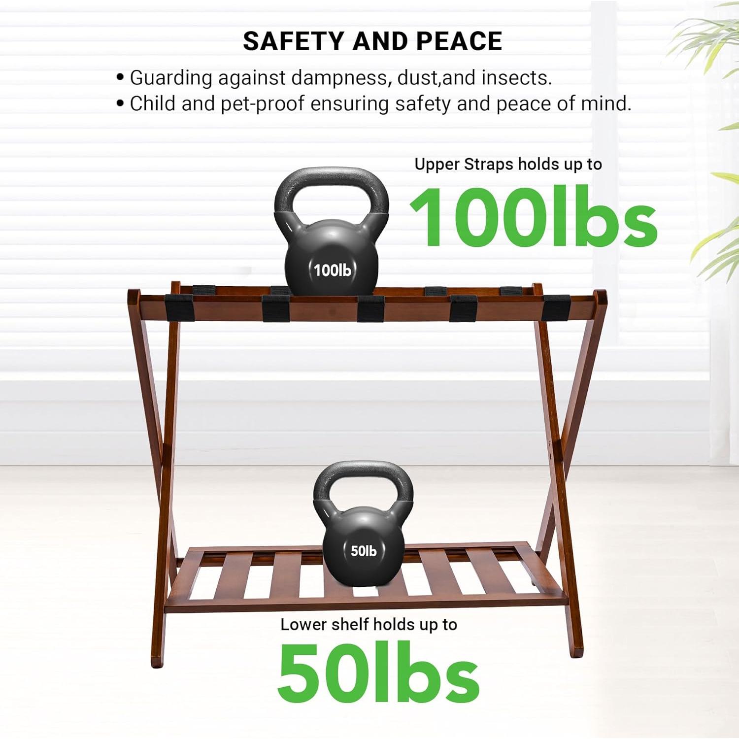 Juego de 2 Soportes para Equipaje Plegables Grow Bou - Bambú Natural