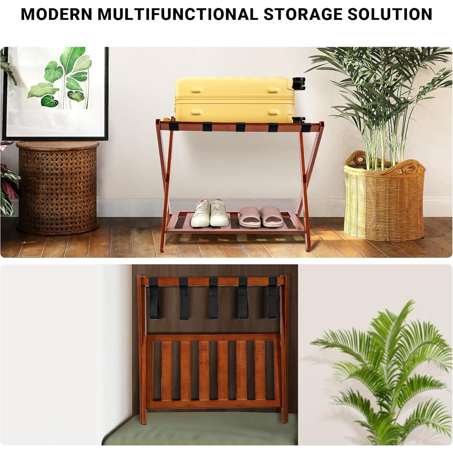 Juego de 2 Soportes para Equipaje Plegables Grow Bou - Bambú Natural