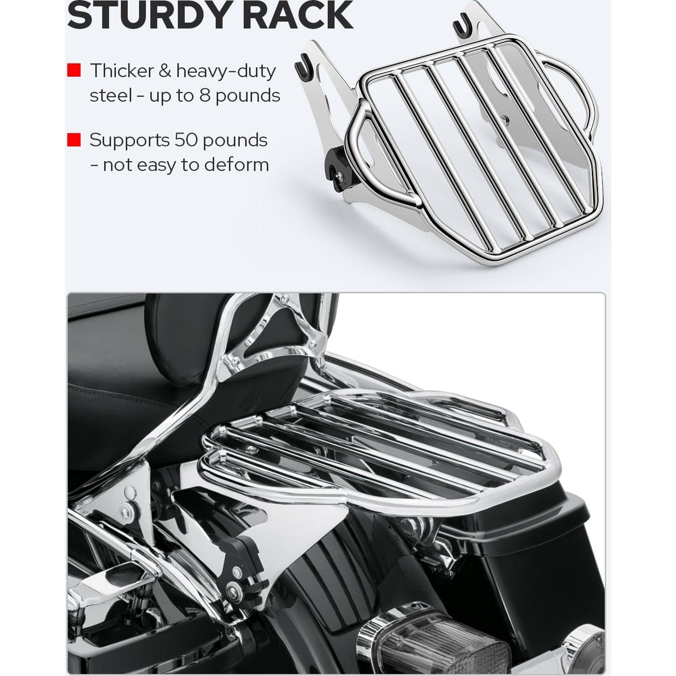 Soporte de Equipaje Desmontable Benlari Cromo para Harley 2009-2024