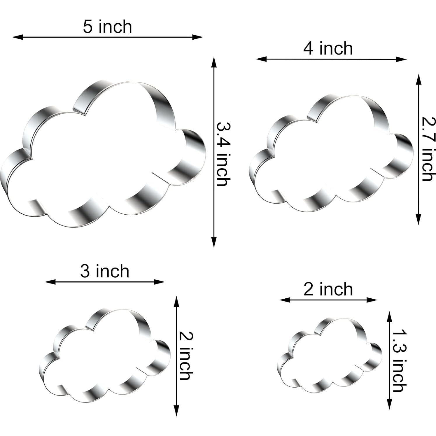 Juego de Cortadores de Galletas Nube QAAQS - 4 Piezas Acero Inoxidable