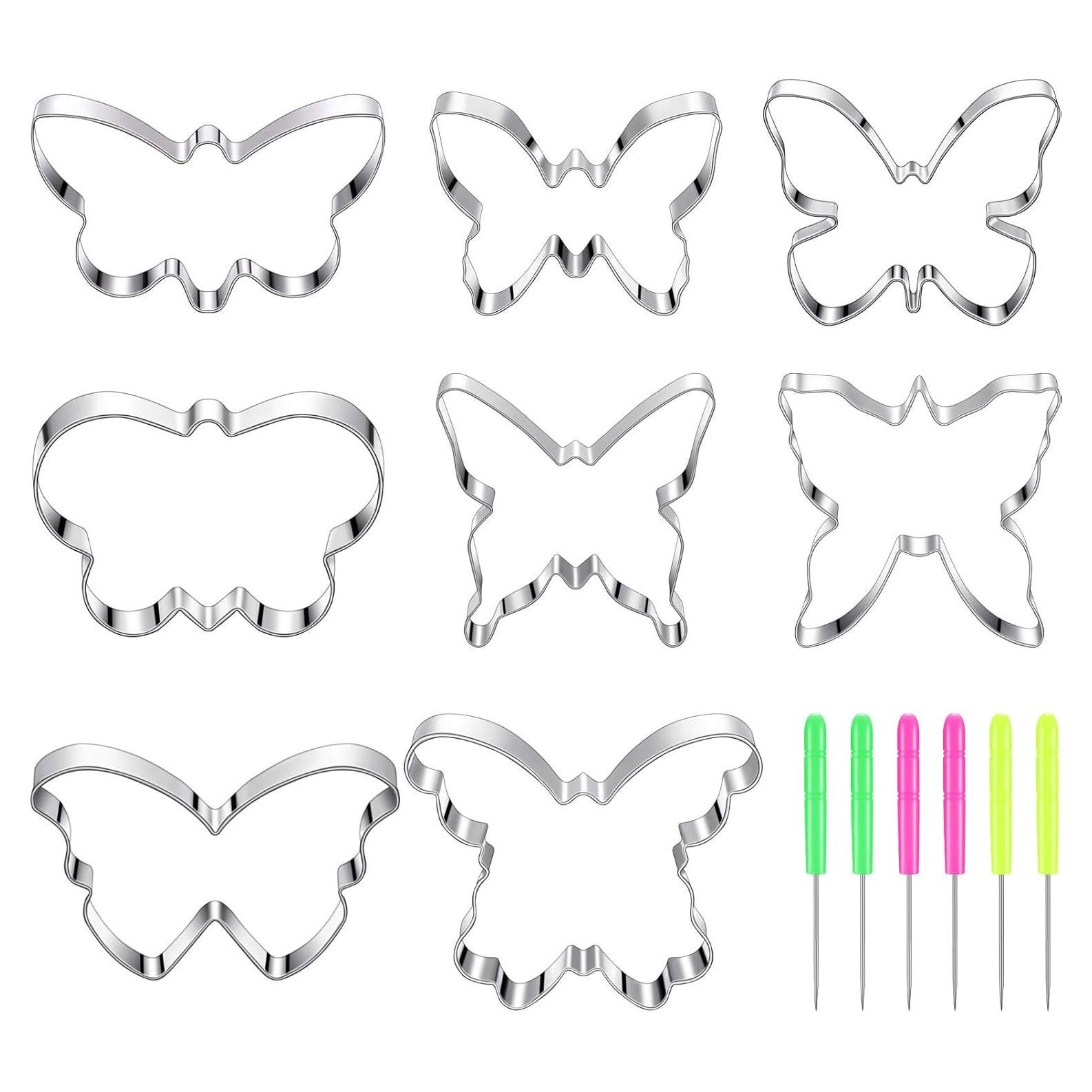 Juego de 8 Cortadores de Galletas Mariposa Geiserailie + 6 Varillas