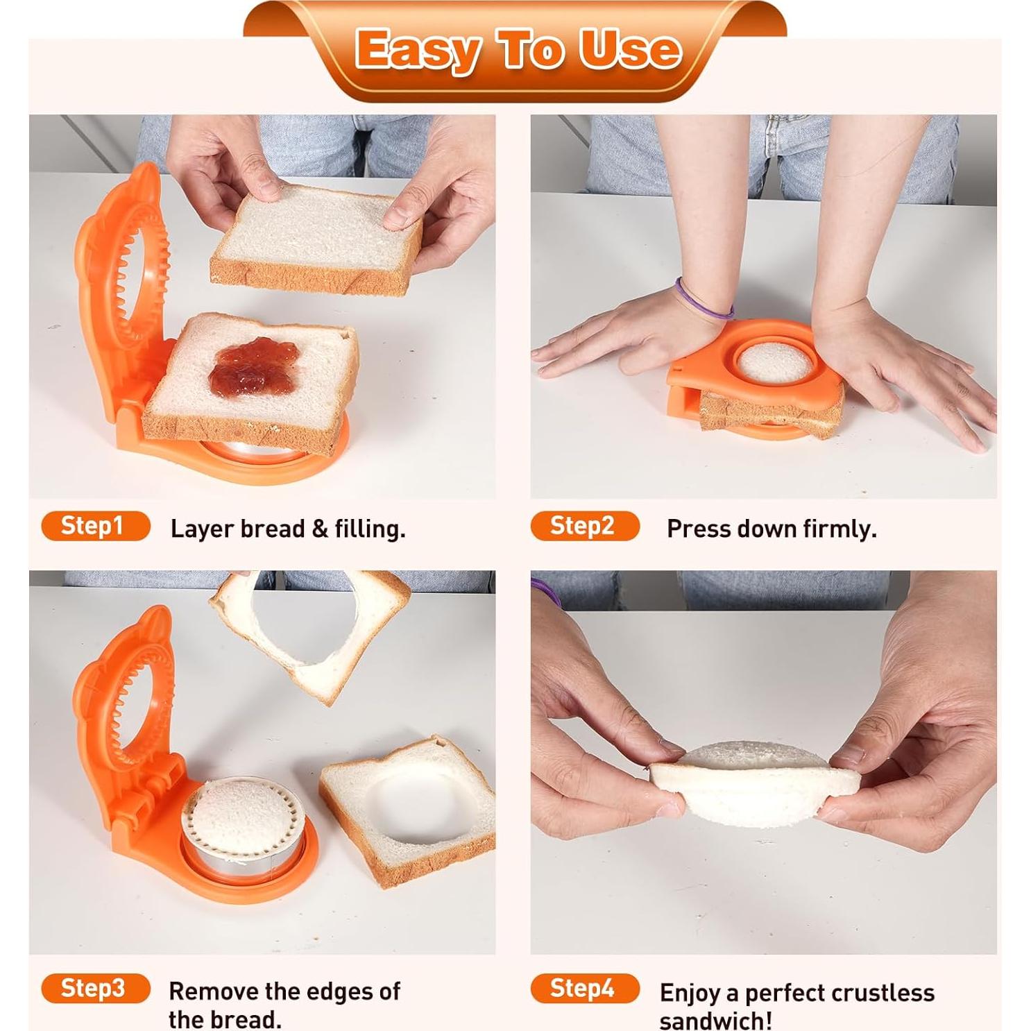 Cortador y Sellador de Sándwich Redondo Jsroroda Naranja 10.16 cm