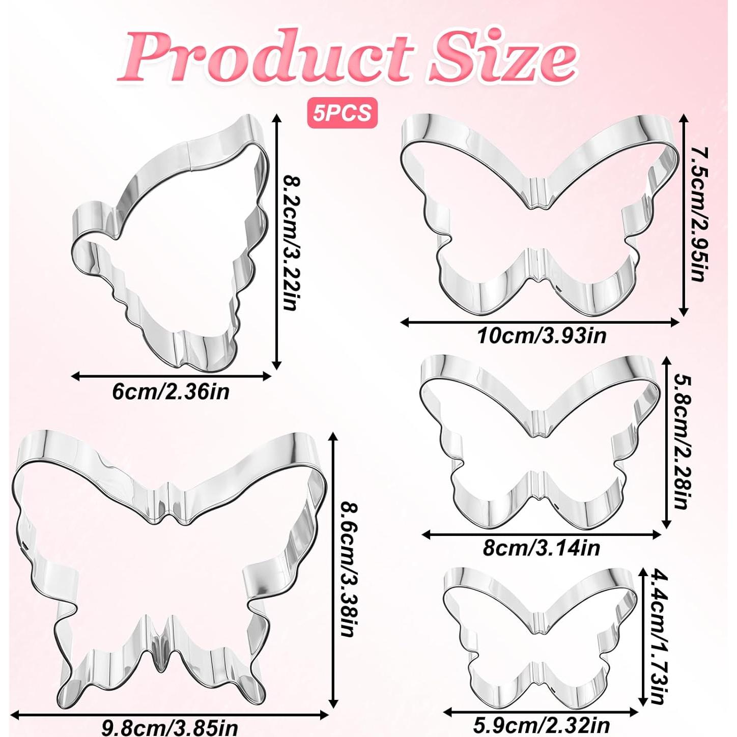 Cortadores de Galletas Mariposa Alrhso 5 Piezas Acero Inoxidable