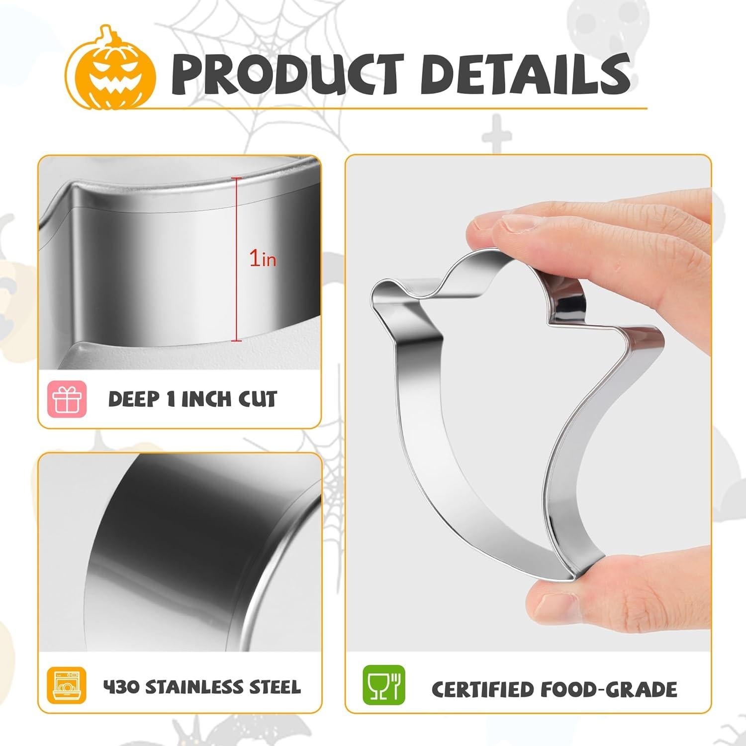 Cortadores de Galletas de Halloween FUSOTO - 6 Piezas 7.62 cm