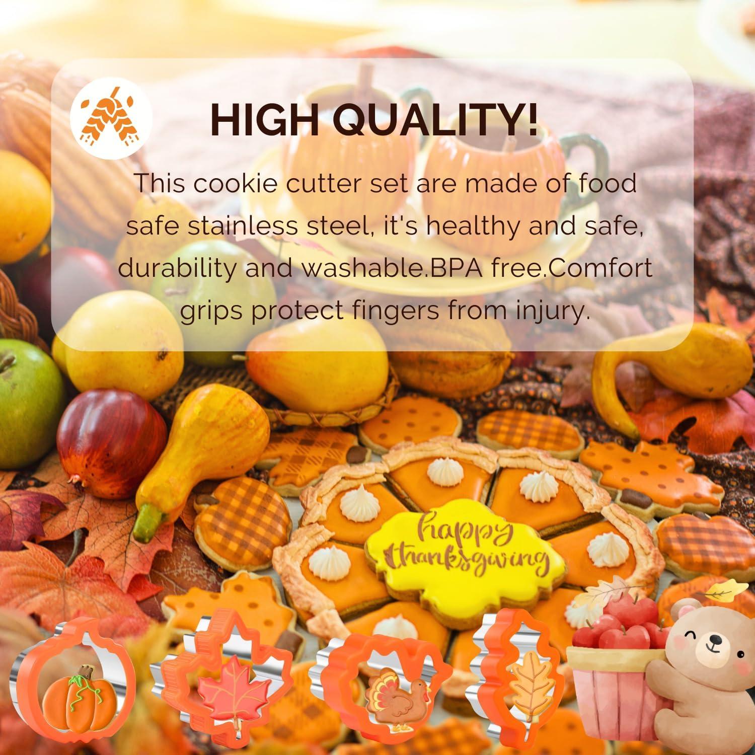 Cortadores de Galletas de Acción de Gracias KAISHANE - 4 Piezas Acero Inoxidable