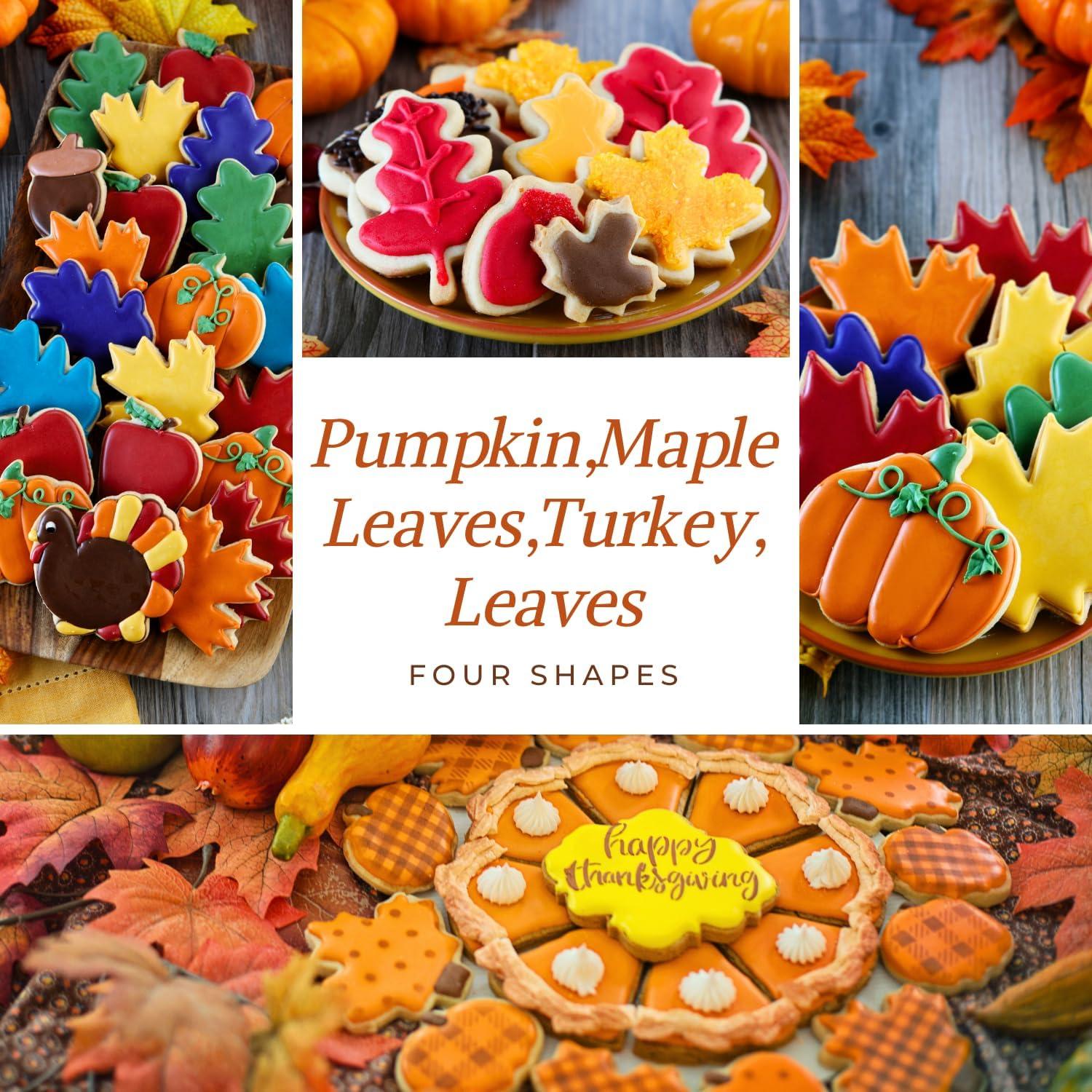 Cortadores de Galletas de Acción de Gracias KAISHANE - 4 Piezas Acero Inoxidable