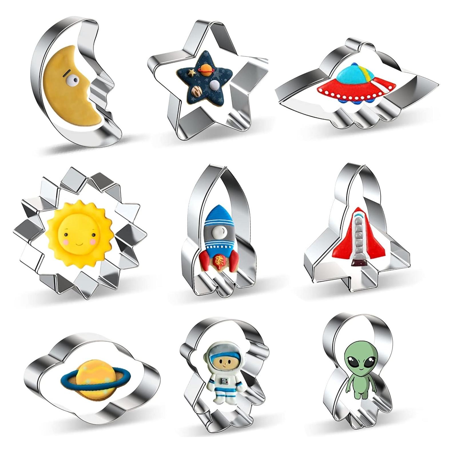 Juego de Cortadores de Galletas Espaciales Xzhloym 9 Piezas Acero Inoxidable