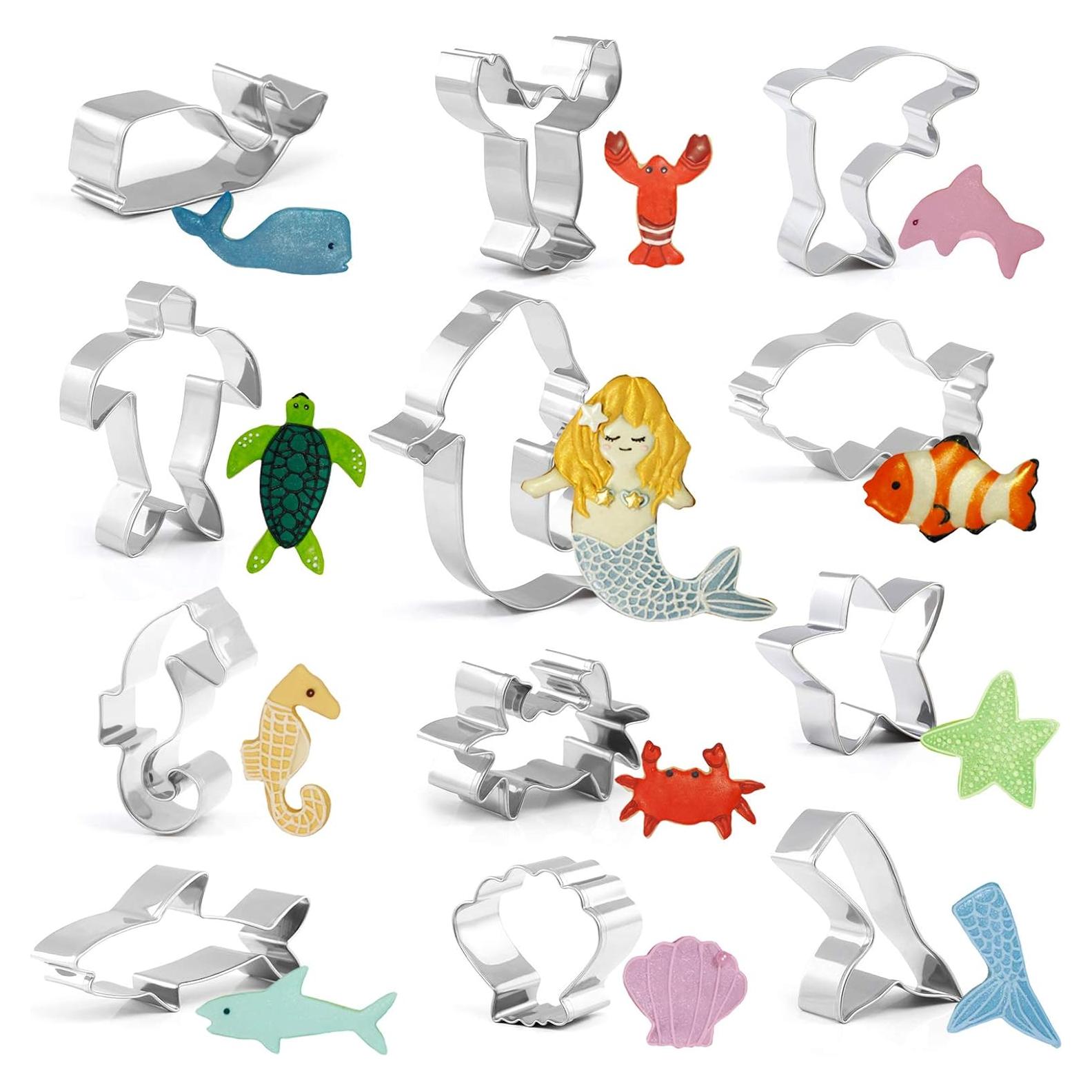 Set de Cortadores de Galletas Marinas GWHOLE 12 Piezas Acero Inoxidable