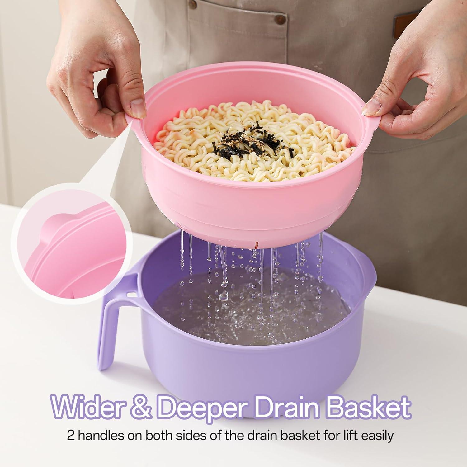 Juego de Tazones de Ramen MEACOLIA Rosa XL con Utensilios