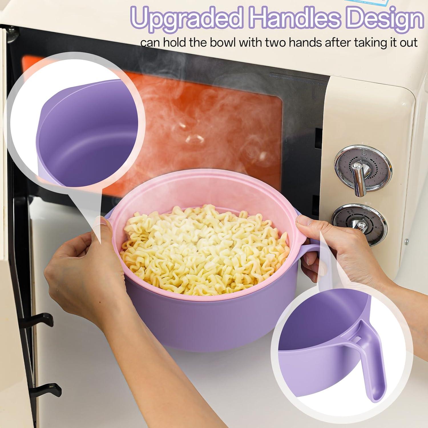 Juego de Tazones de Ramen MEACOLIA Rosa XL con Utensilios
