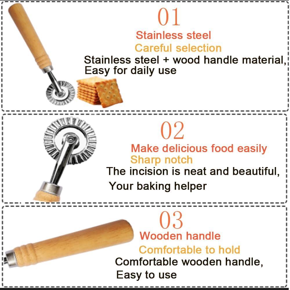 Cortadores de Ravioli MTOMDY 2 Pcs con Mango de Madera 3.8 cm