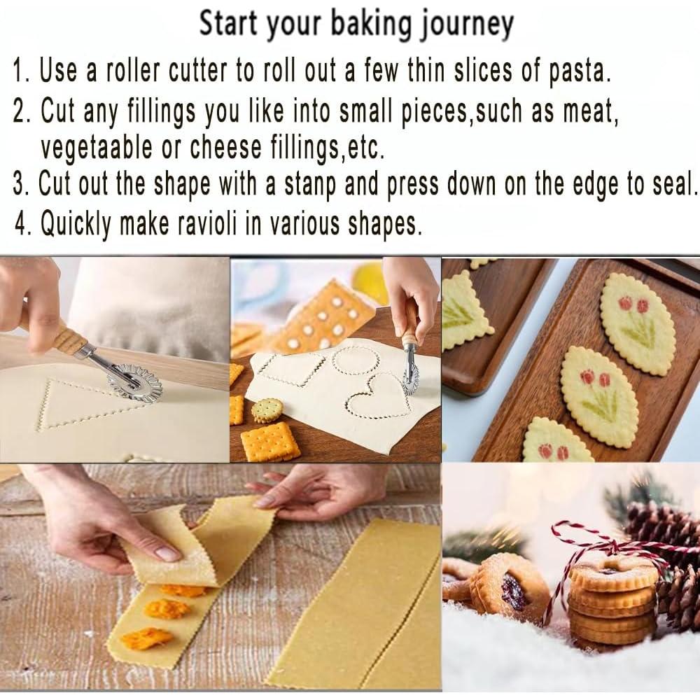 Cortadores de Ravioli MTOMDY 2 Pcs con Mango de Madera 3.8 cm