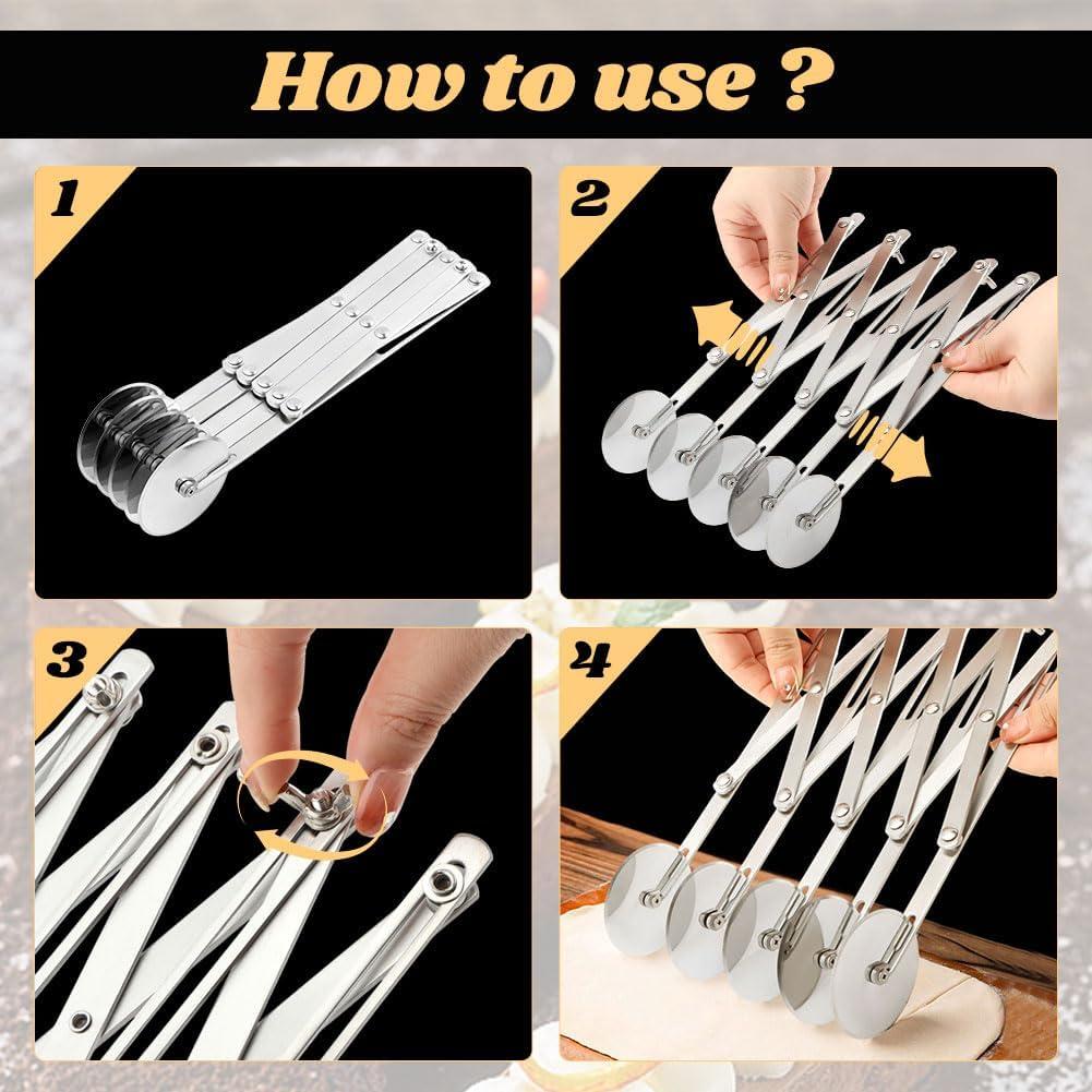 Cortador de Masa de 5 Ruedas y Doble Rueda NINEFOX Acero Inoxidable