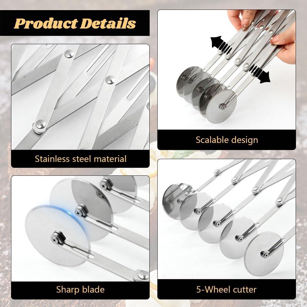 Cortador de Masa de 5 Ruedas y Doble Rueda NINEFOX Acero Inoxidable
