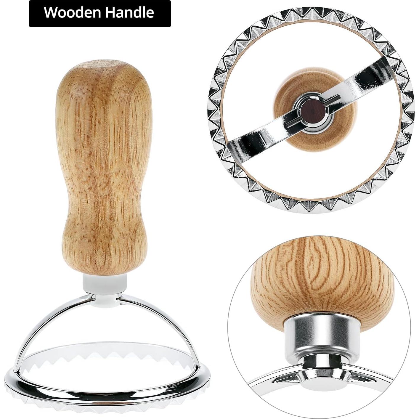 Cortador de Ravioli QWORK con Rueda Rodante y Mango de Madera