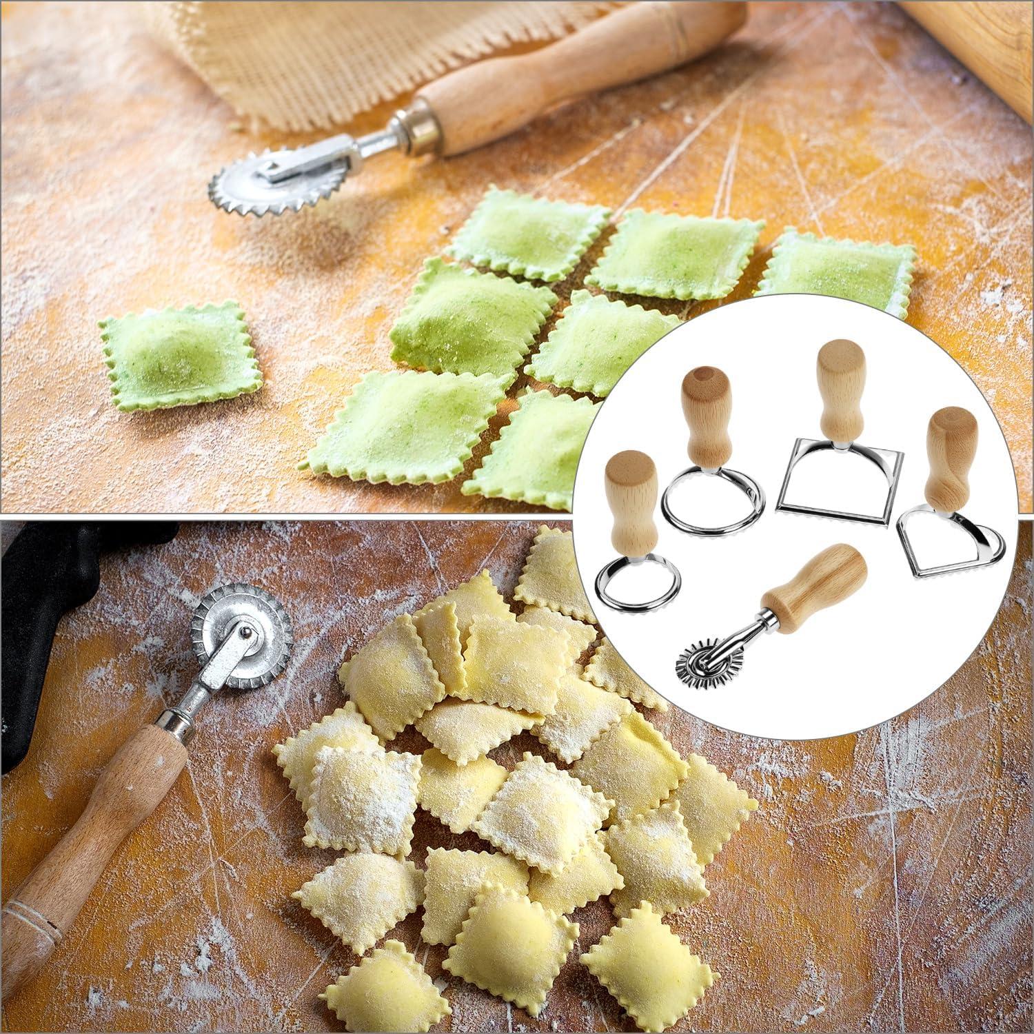 Cortador de Ravioli QWORK con Rueda Rodante y Mango de Madera