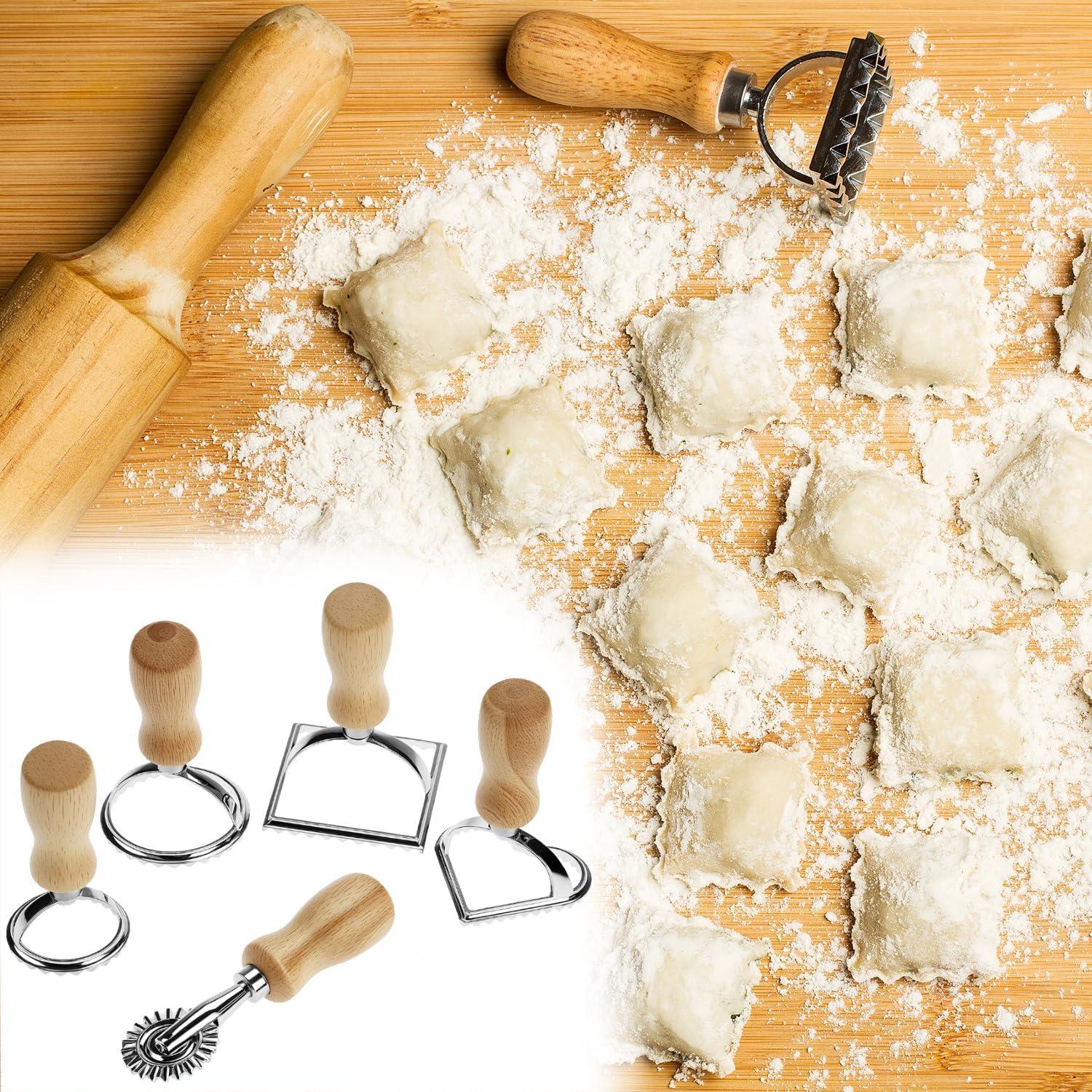 Cortador de Ravioli QWORK con Rueda Rodante y Mango de Madera