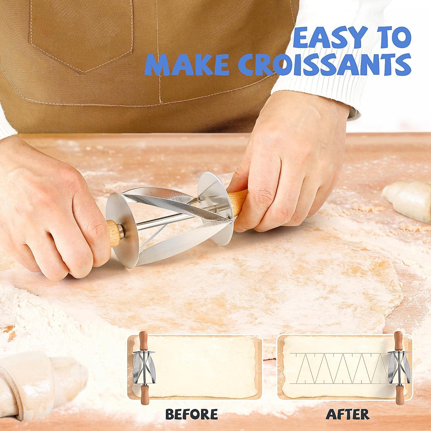Cortador de Croissants Acero Inoxidable con Mango de Madera