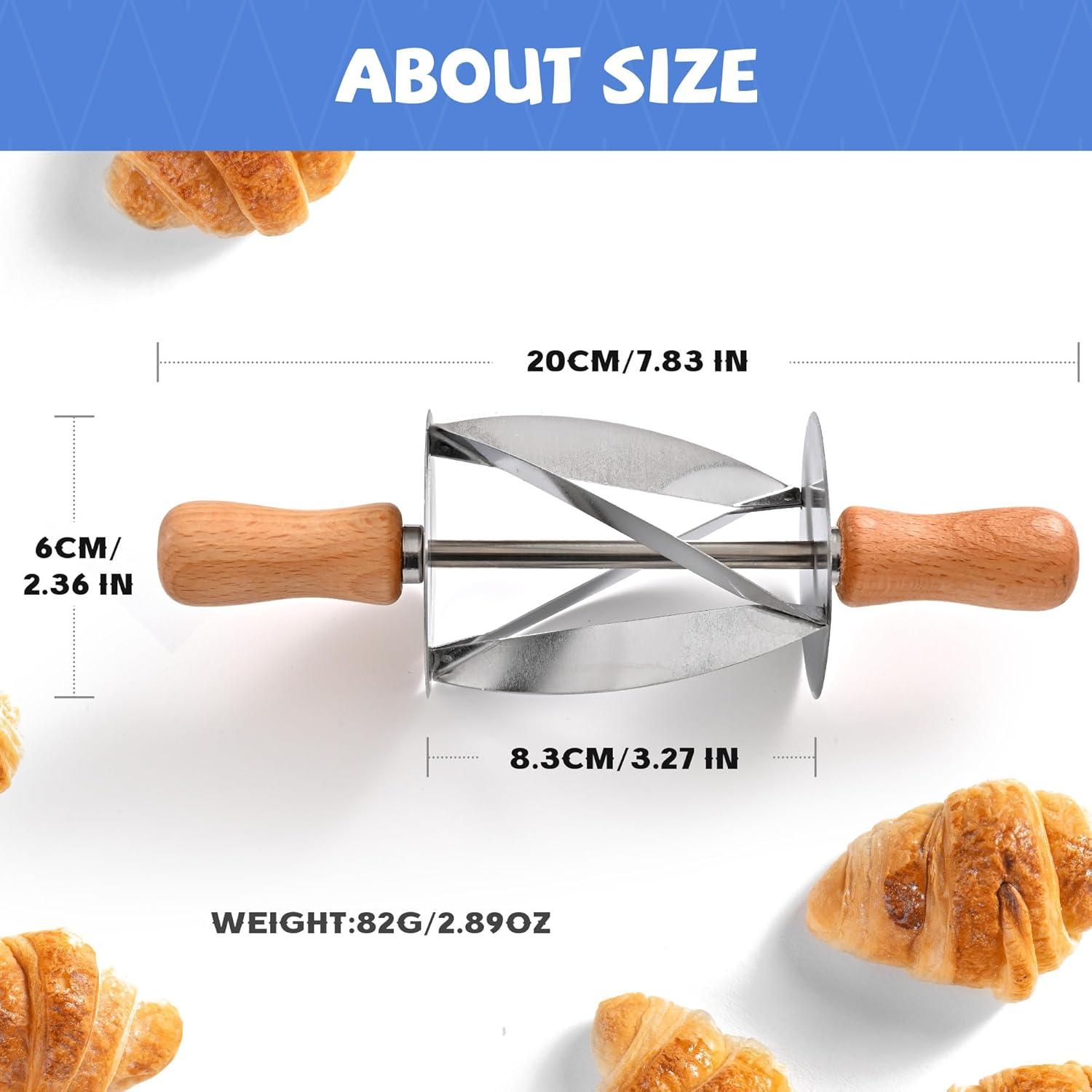 Cortador de Croissants Acero Inoxidable con Mango de Madera