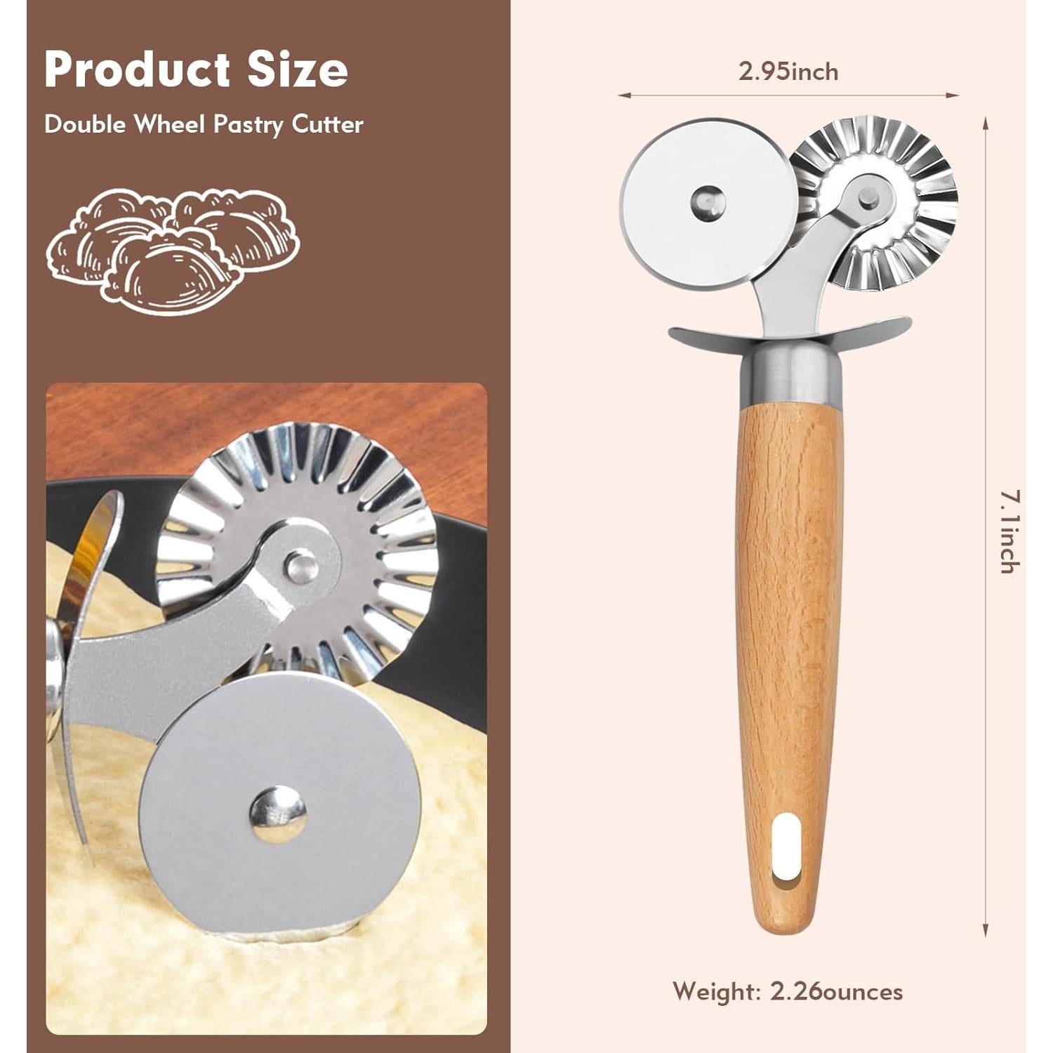 Rueda Cortadora de Pasta FLATRI - Doble Cabeza para Ravioli y Pizza