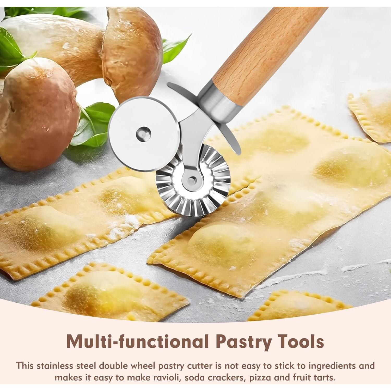 Rueda Cortadora de Pasta FLATRI - Doble Cabeza para Ravioli y Pizza