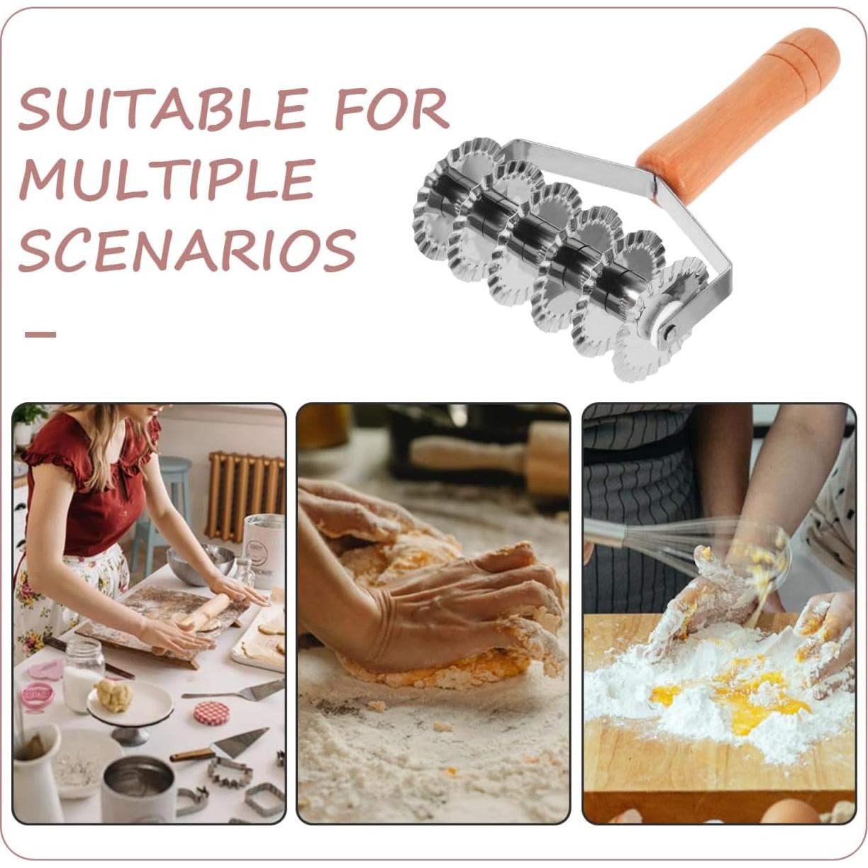 Rodillo de Rejilla PRETYZOOM 20.5 cm Acero Inoxidable Madera