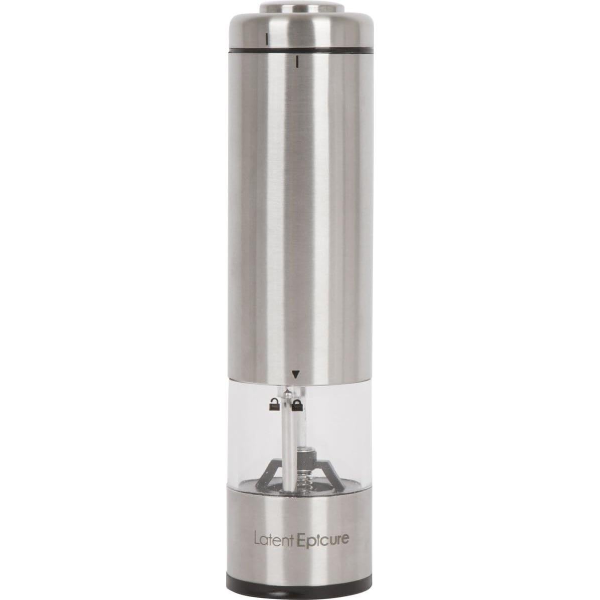 Molino Eléctrico de Sal y Pimienta Latent Epicure - Acero Inoxidable, Ajuste Fino y Grueso, Luz LED