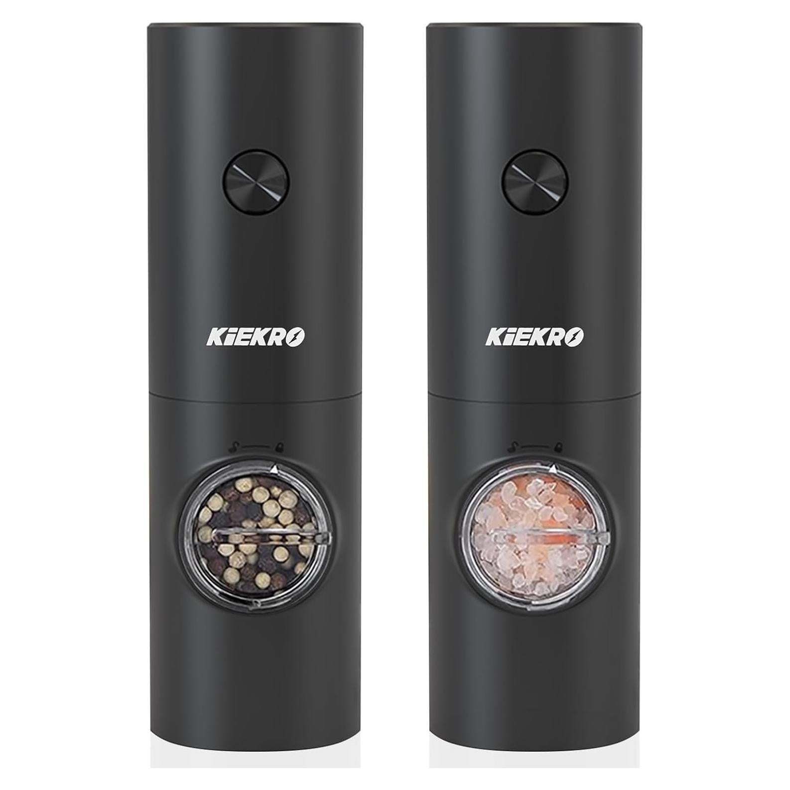 Juego de Molinillos de Sal y Pimienta Eléctrico KIEKRO Negro
