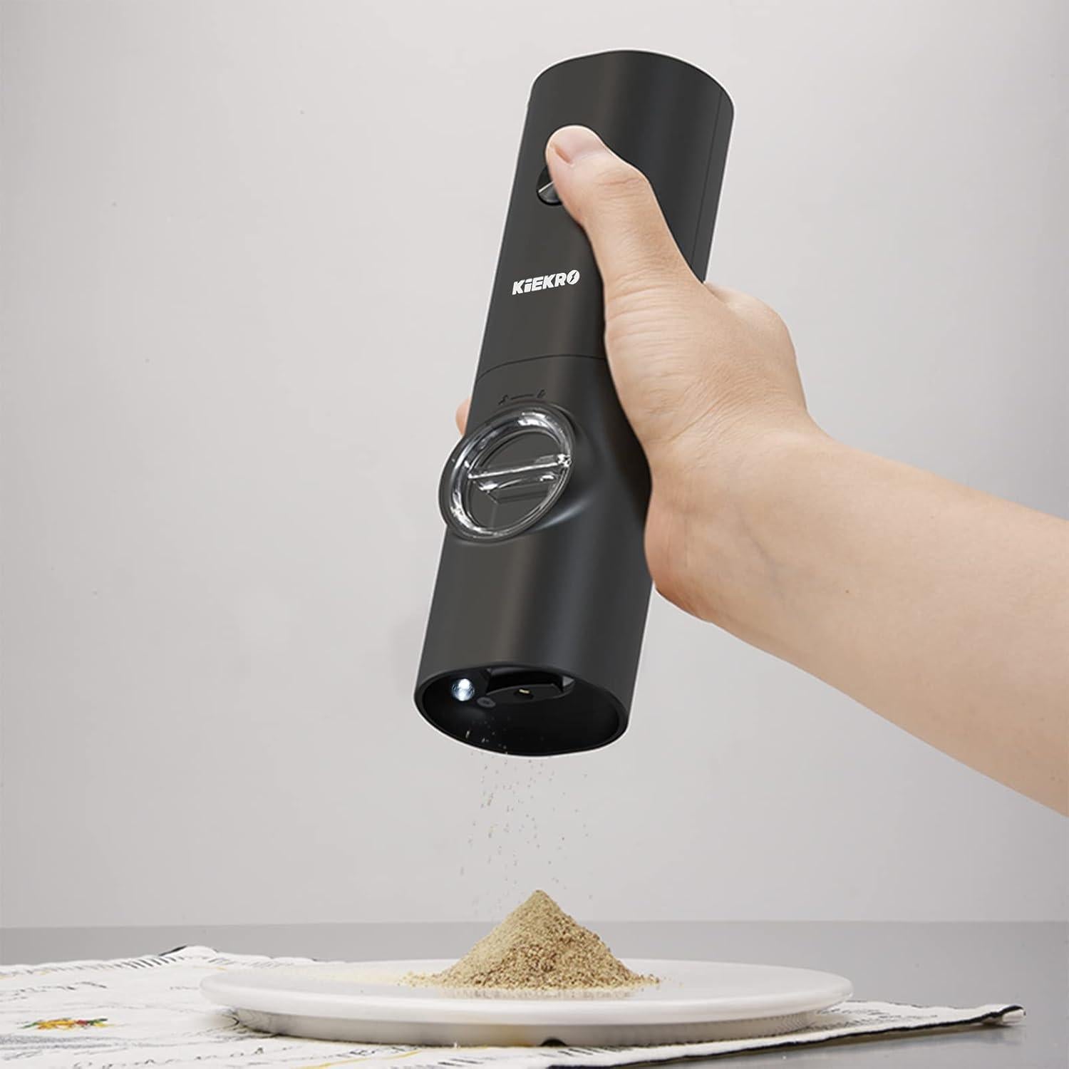 Juego de Molinillos de Sal y Pimienta Eléctrico KIEKRO Negro