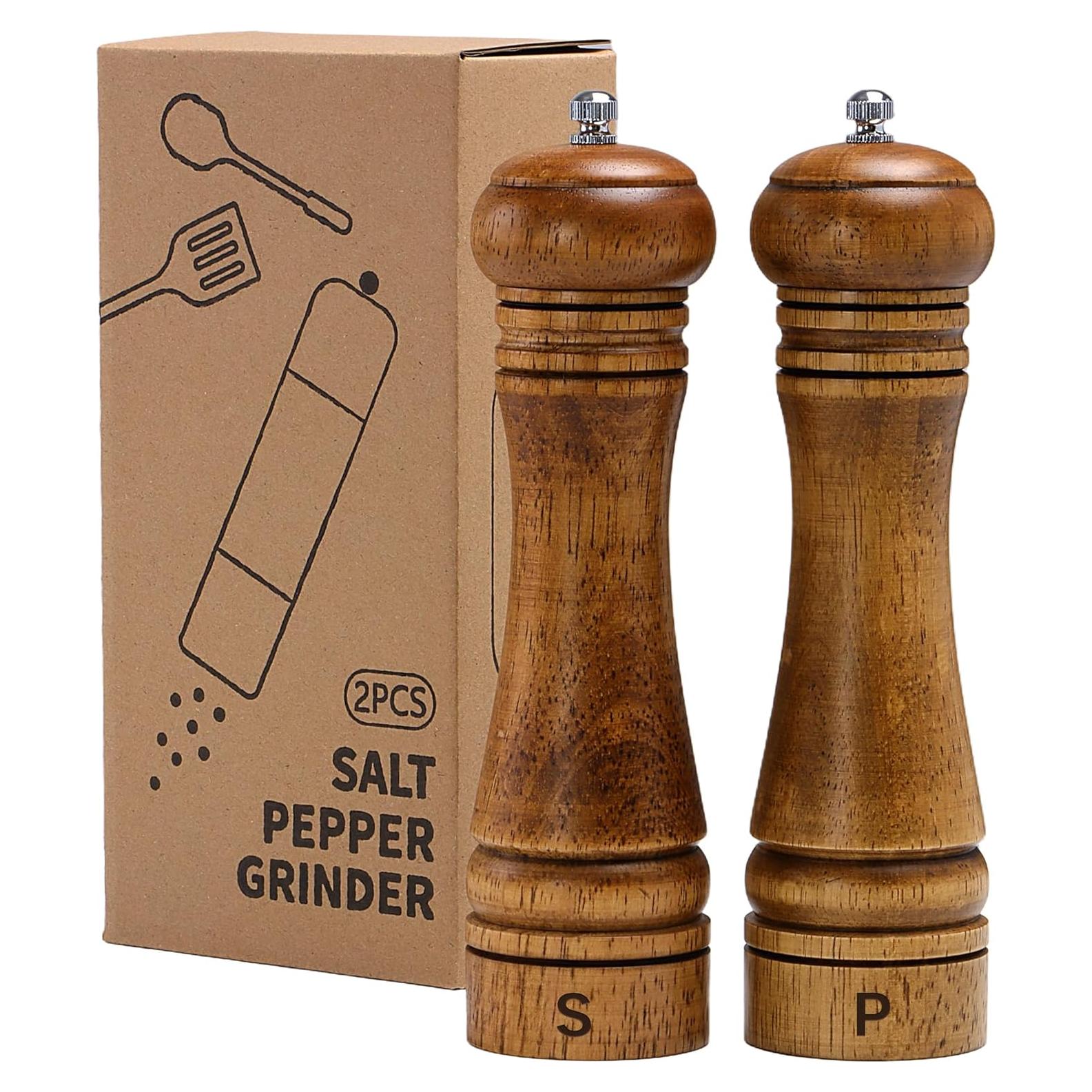 Juego de Molinillos de Sal y Pimienta M JINGMEI 20 cm Madera Roble