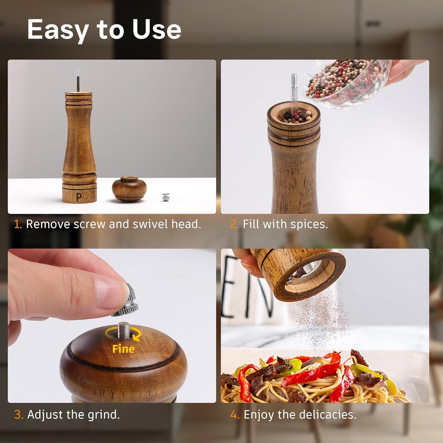 Juego de Molinillos de Sal y Pimienta M JINGMEI 20 cm Madera Roble