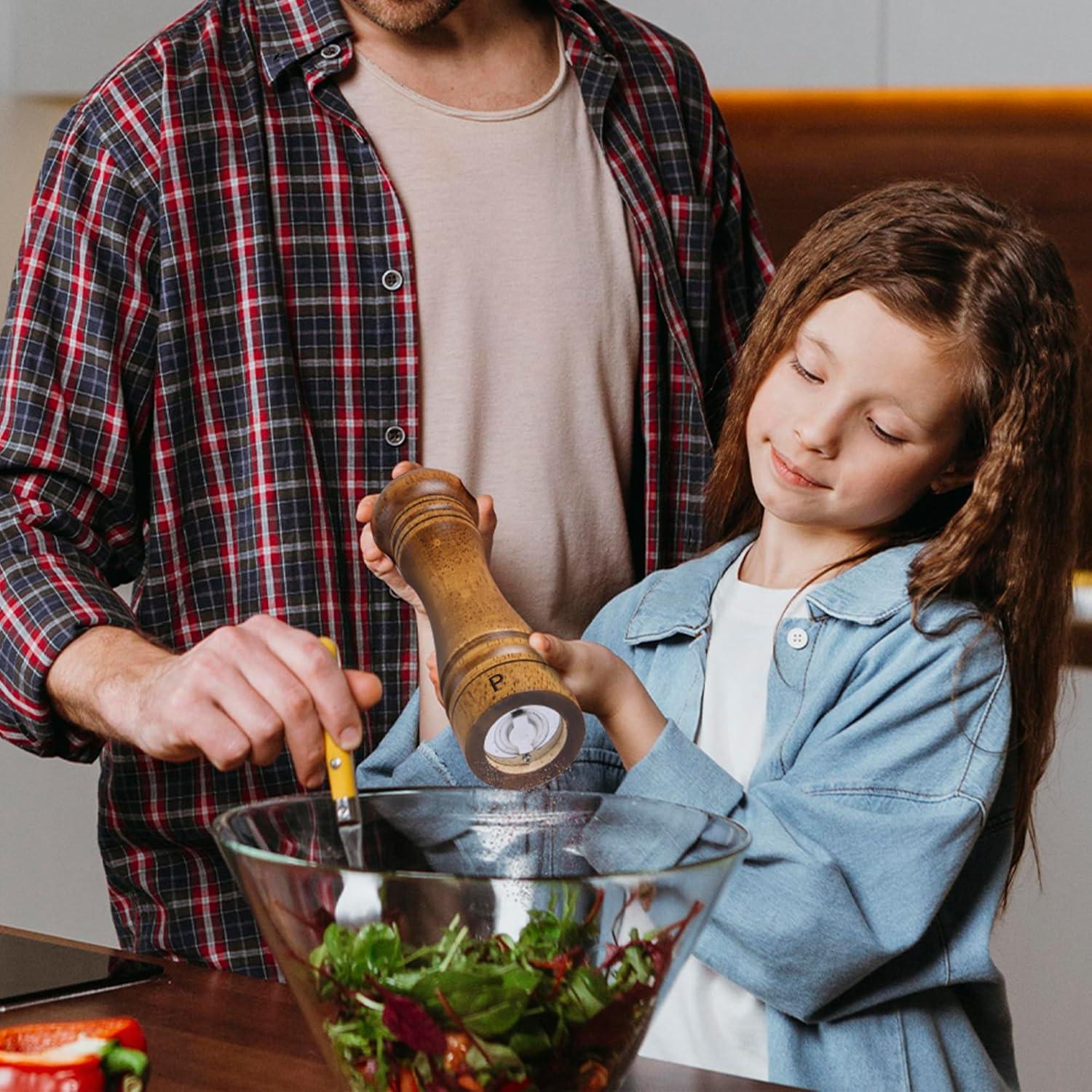 Juego de Molinillos de Sal y Pimienta M JINGMEI 20 cm Madera Roble