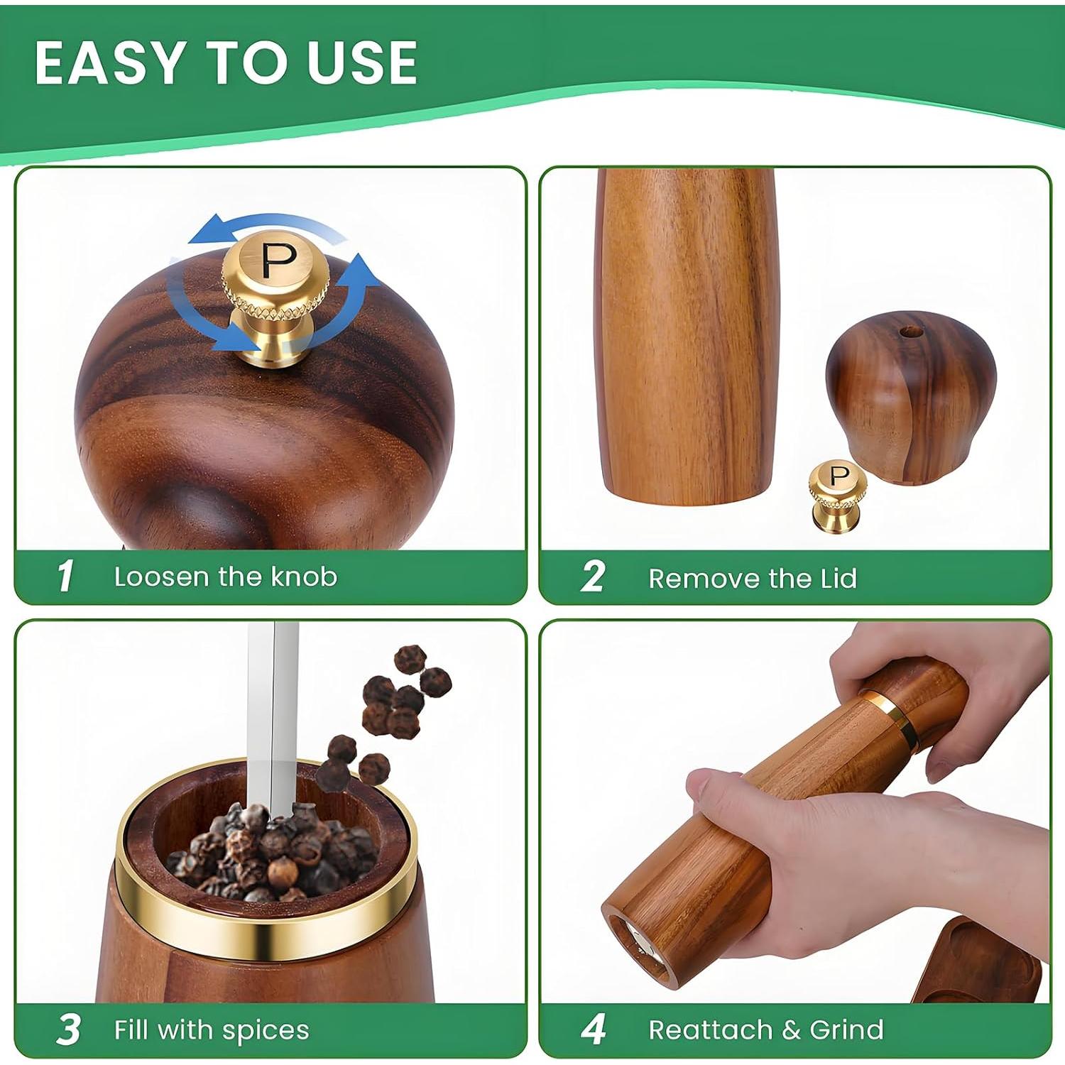 Juego de Molinillos de Sal y Pimienta Mosuniro 20.32 cm Ajustable