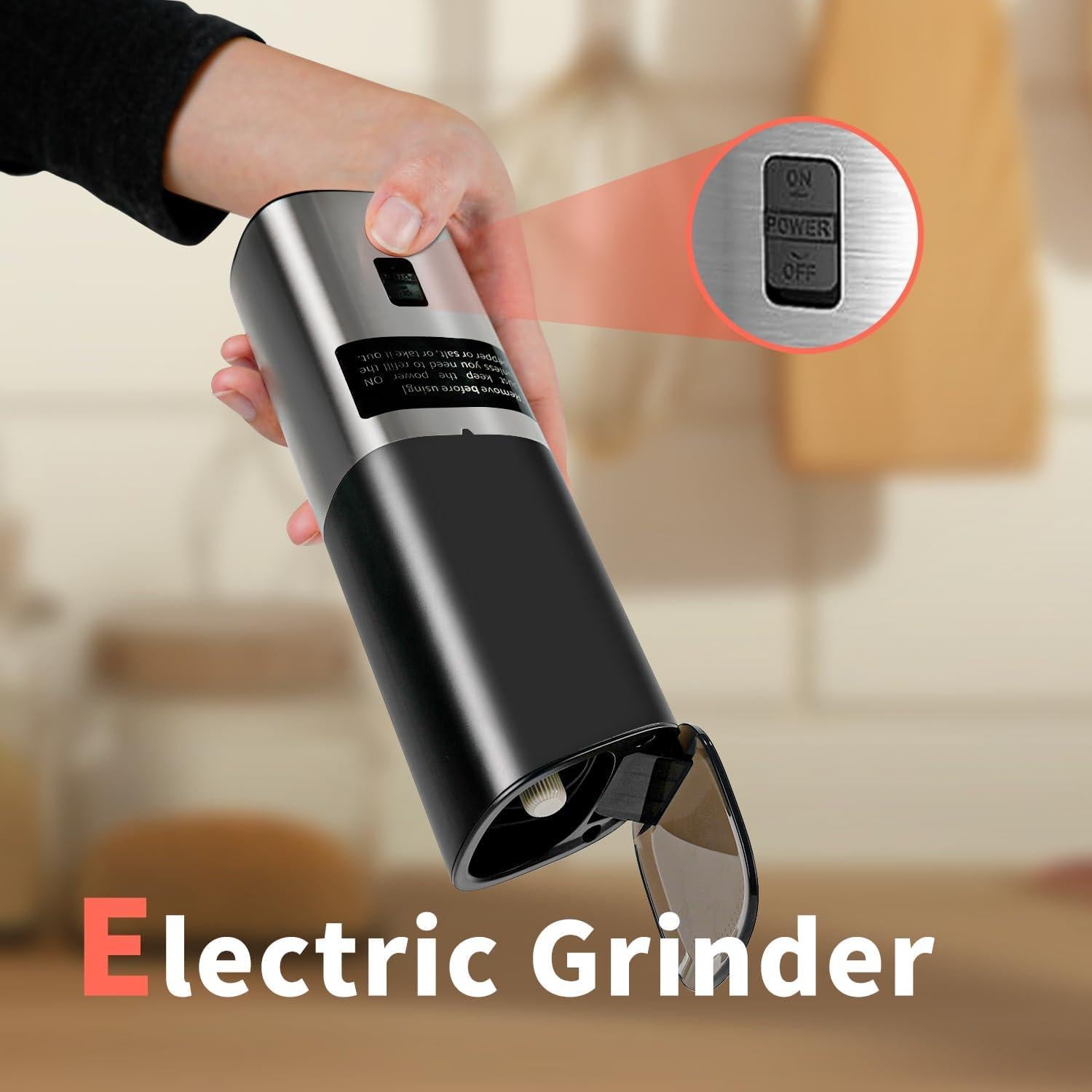 Juego de Molinillos Eléctricos de Sal y Pimienta Acero Inoxidable