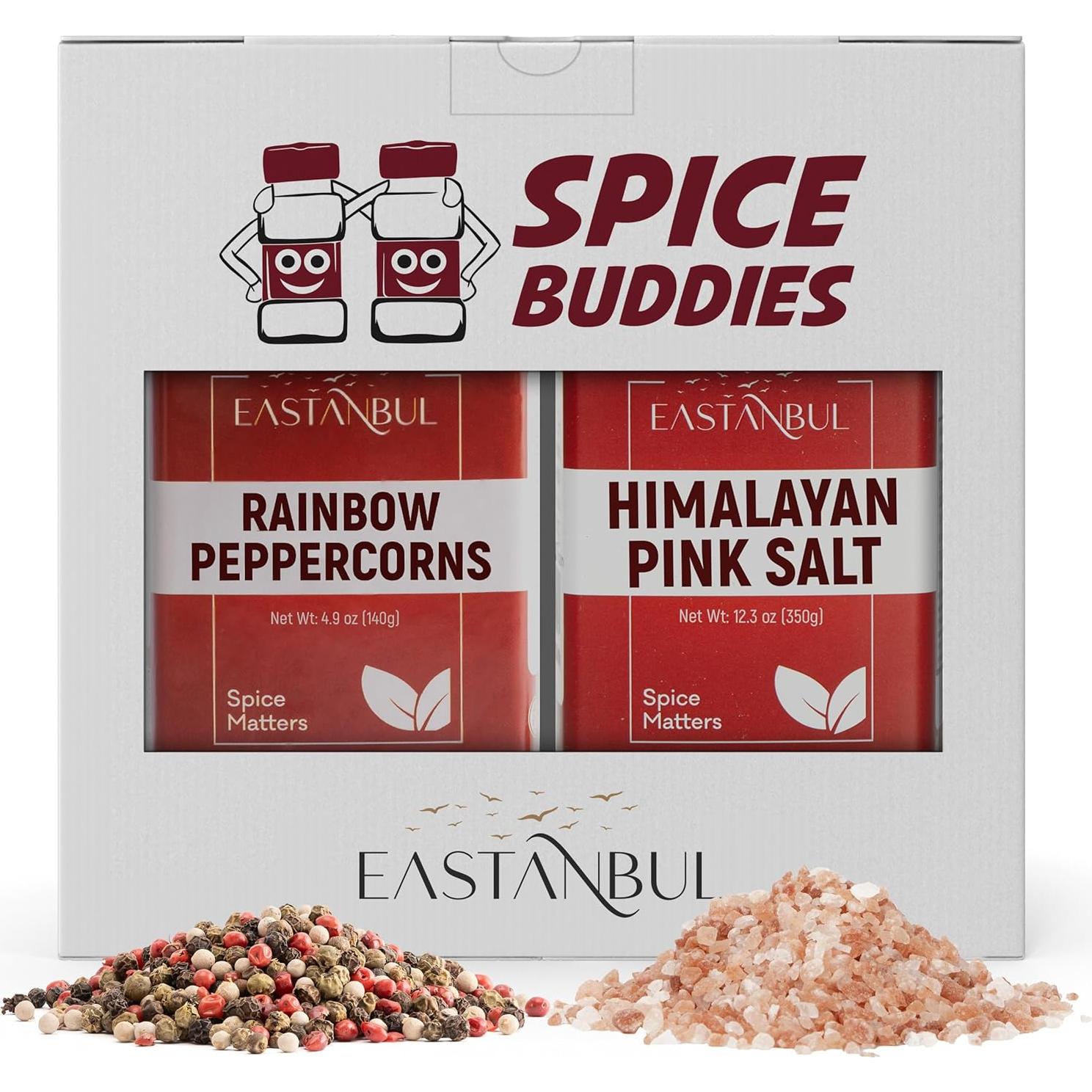 Sal del Himalaya Rosa 348.7g + Pimienta Arcoíris 138.9g Eastanbul