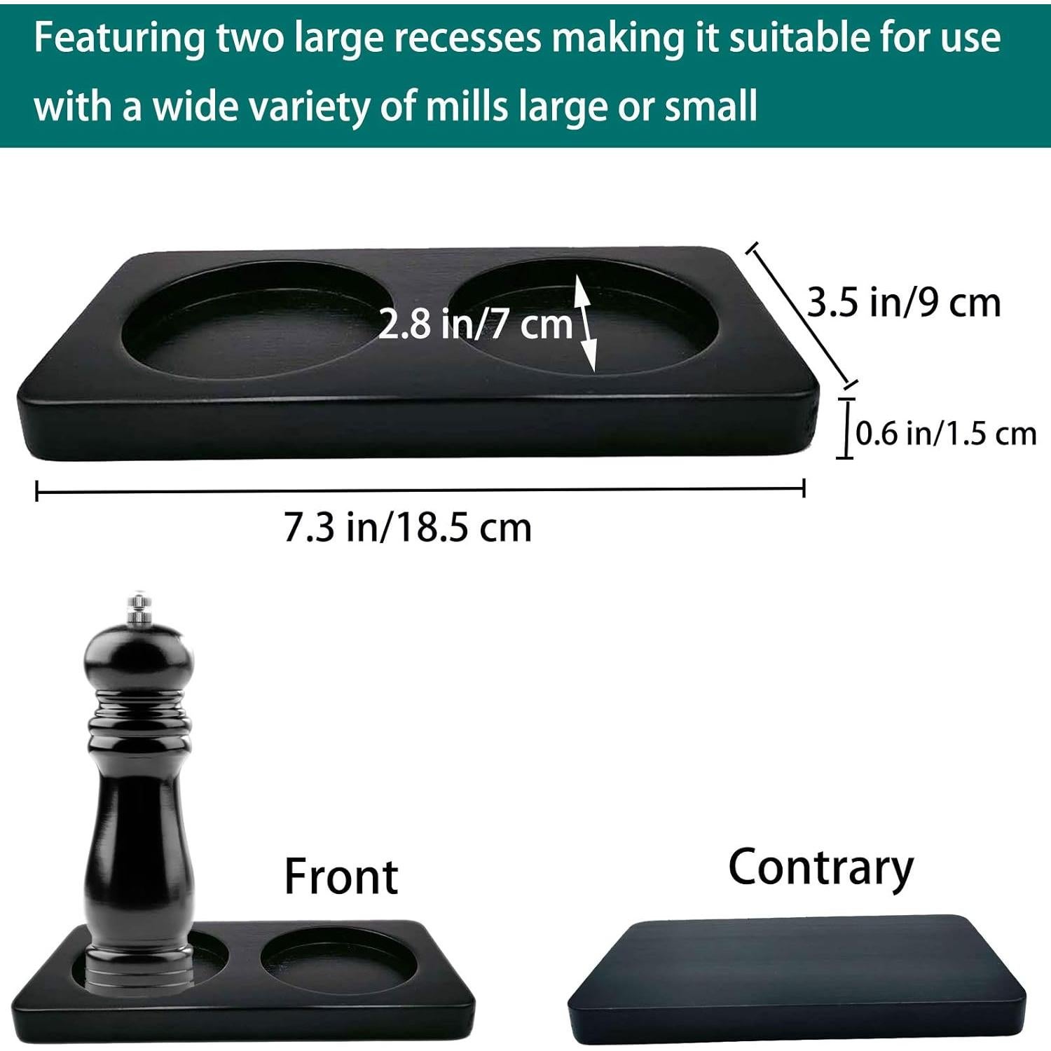 Bandeja de Madera para Molinillos de Sal y Pimienta WOHENI