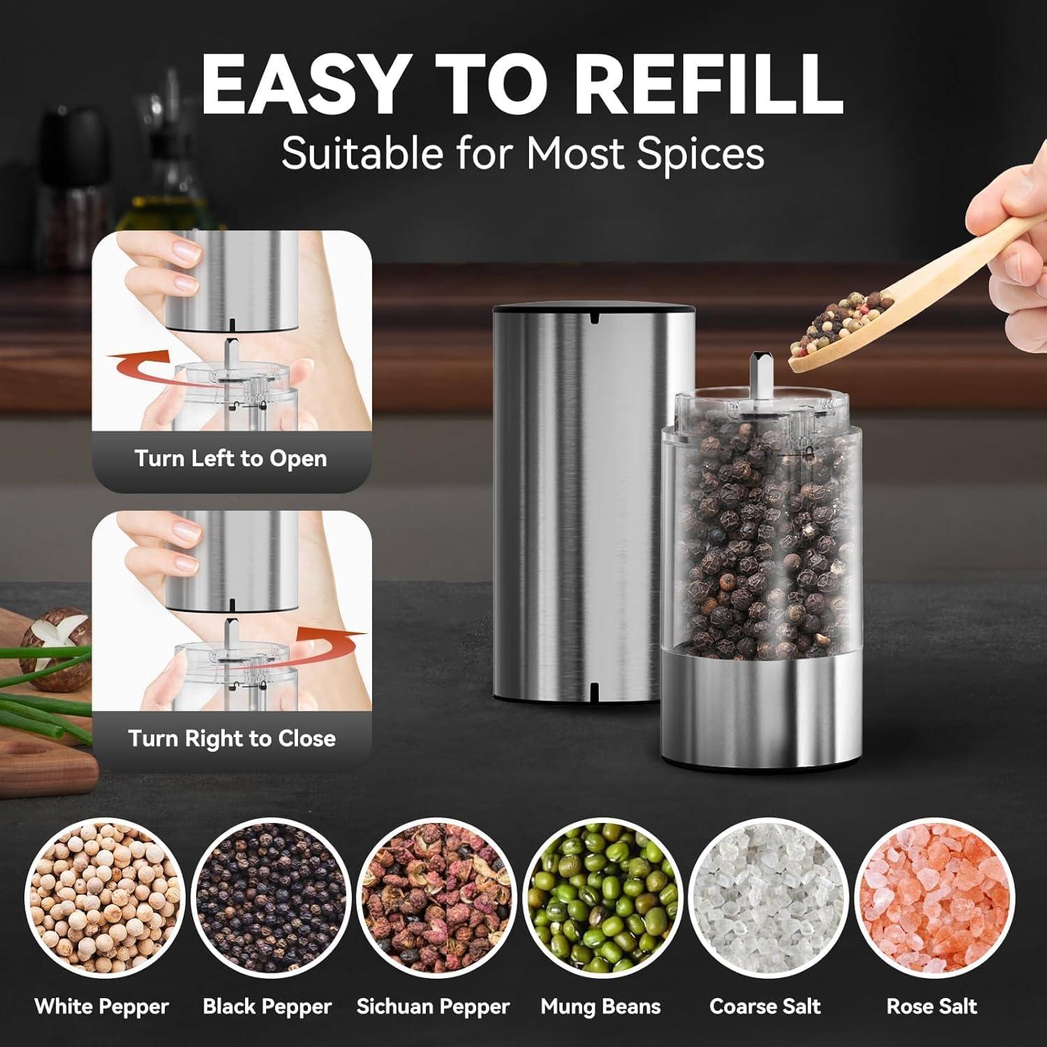 Juego de Molinillos Eléctricos de Sal y Pimienta Yumcian 100ml