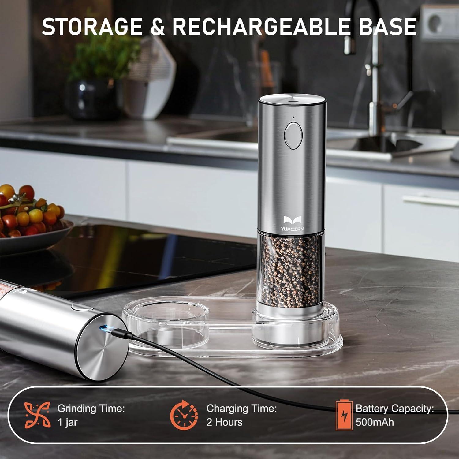 Juego de Molinillos Eléctricos de Sal y Pimienta Yumcian 100ml