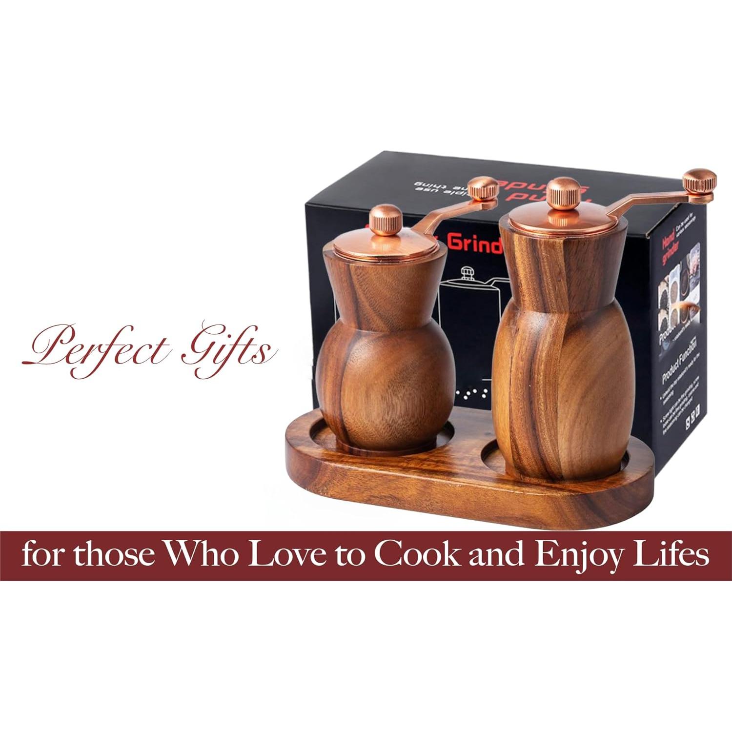 Juego de Molinillos de Sal y Pimienta Stelalloy - Madera Acacia