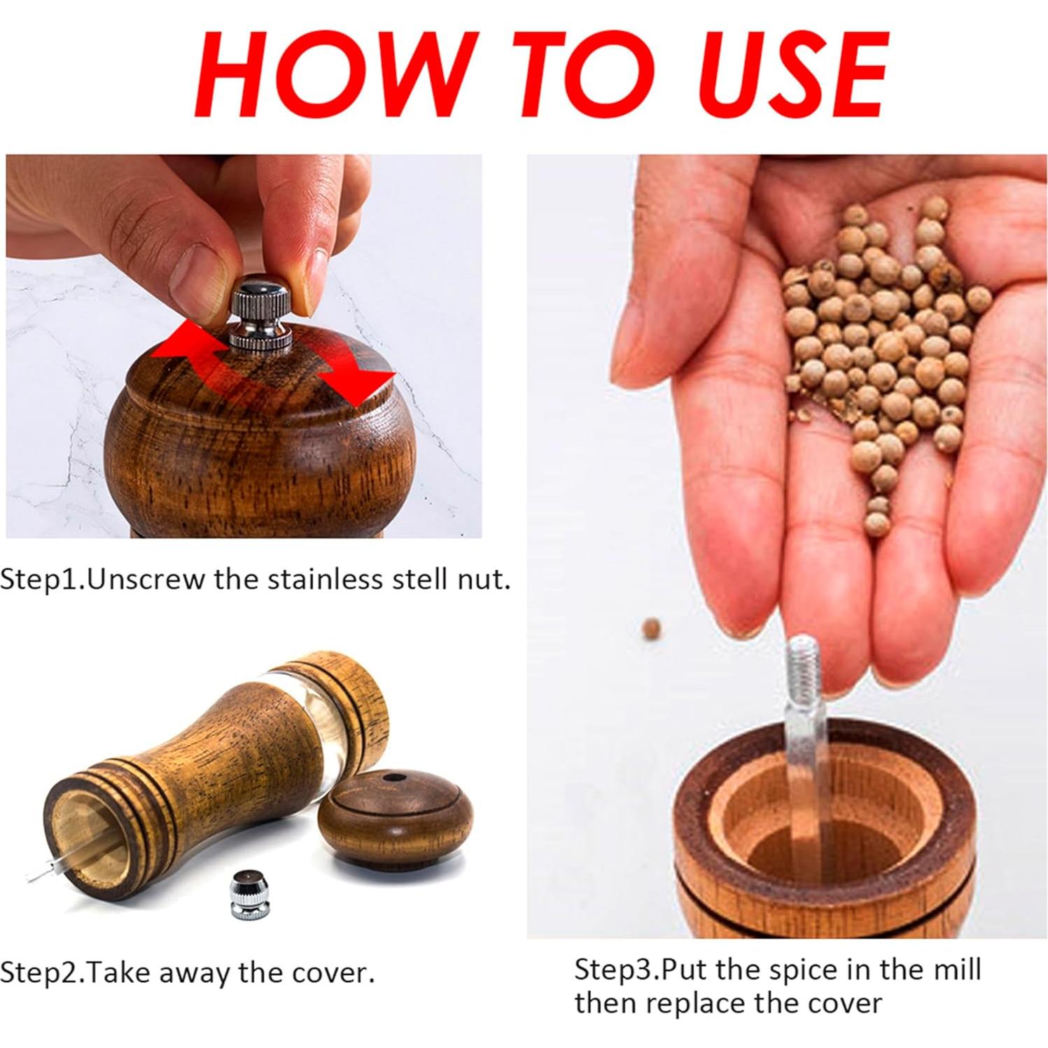 Molino de Pimienta FONGLUAN de Madera 19 cm Ajustable